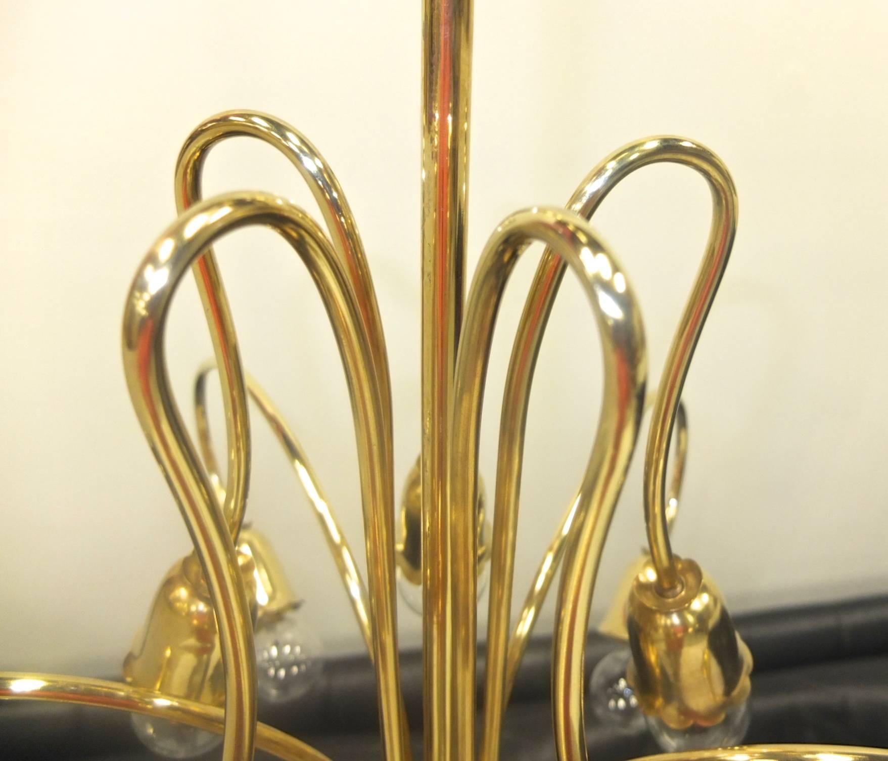 1950s Italian Brass Ten-Arm Chandelier 3