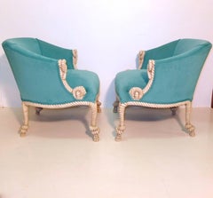 Four Fournier Style Rope and Tassel Barrel Chairs