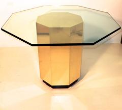 Mastercraft Brass Octagonal Pedestal Base Dining Table