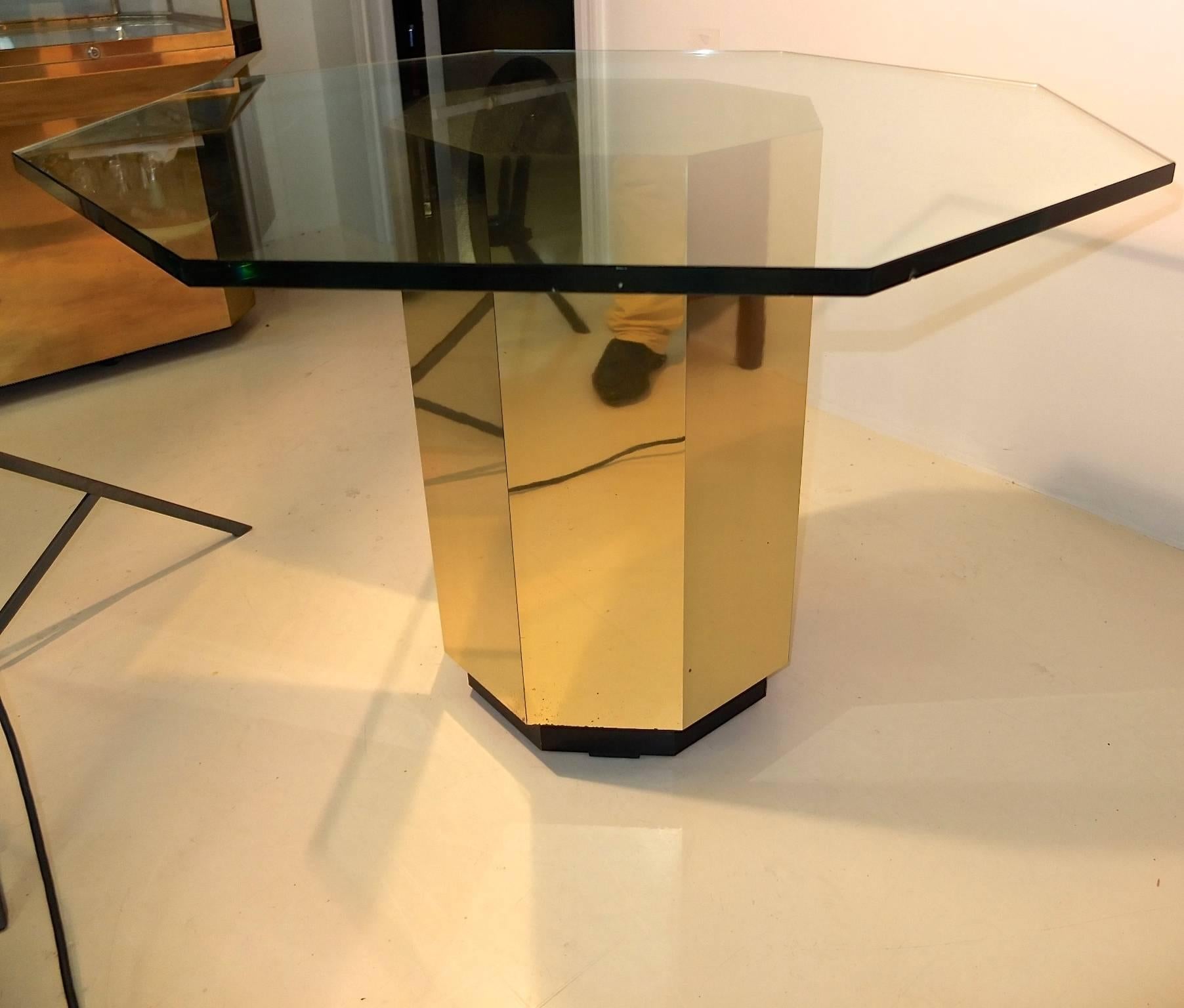 Mastercraft Brass Octagonal Pedestal Base Dining Table 1