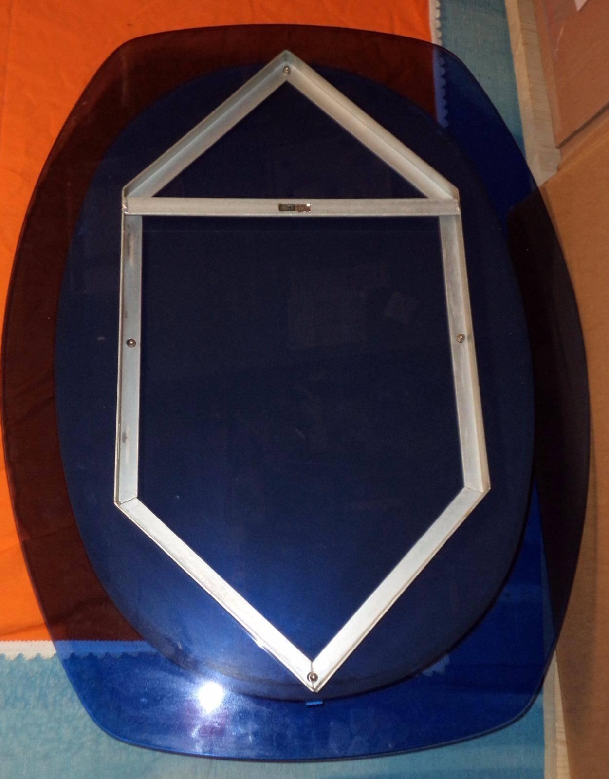 1950s Italian Blue Glass Wall Mirror by Veca 1