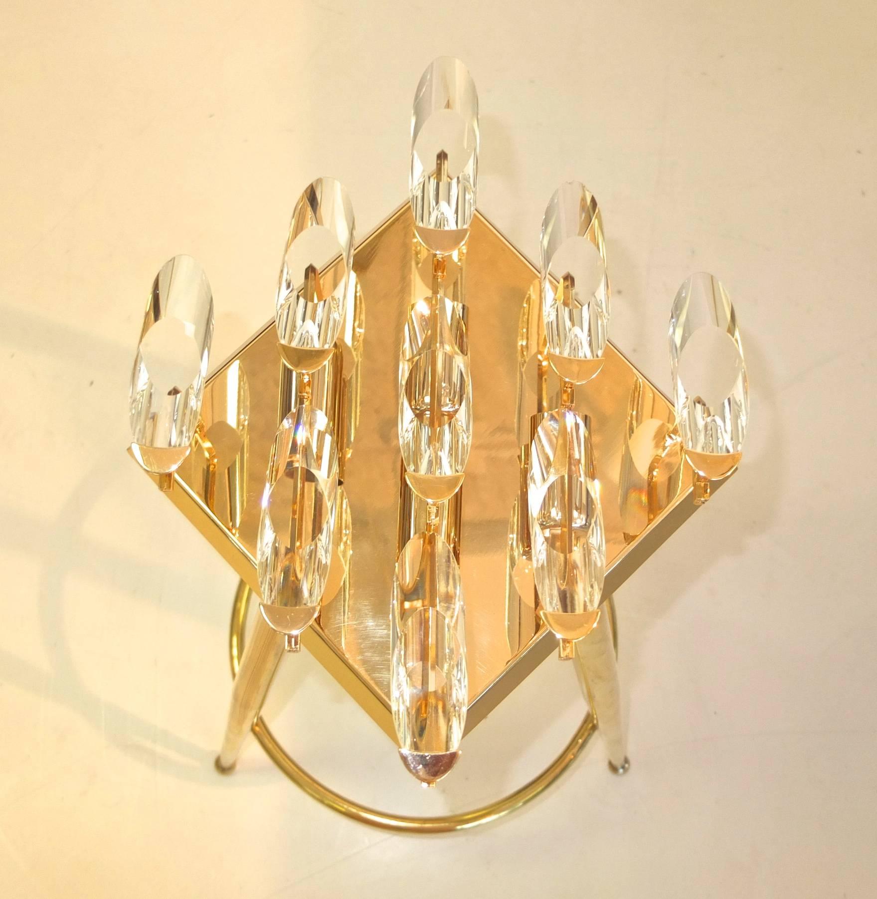 Coppia di lampade in cristallo e ottone placcato oro di Stilkronen in vendita 1