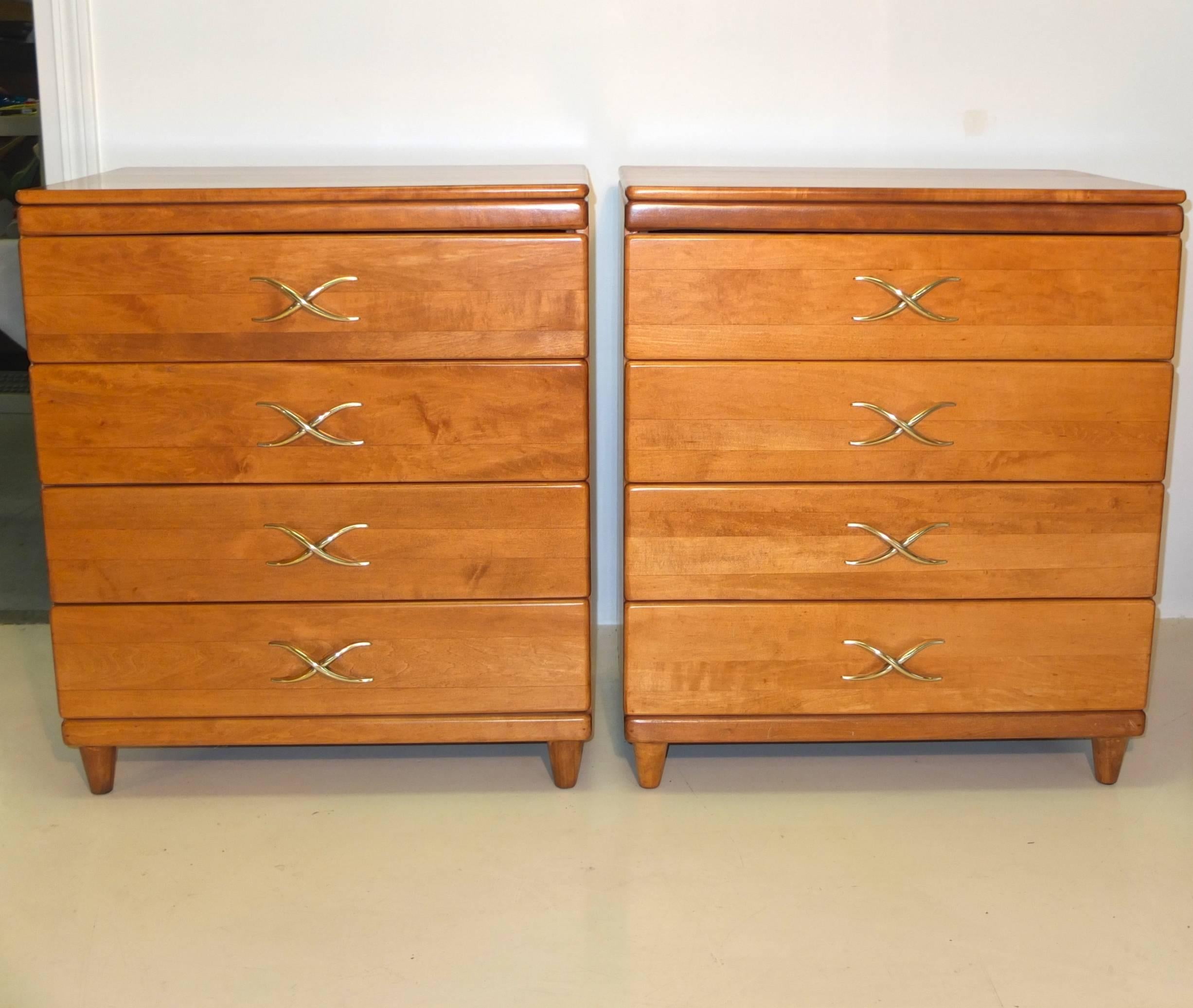HOLIDAY SALE 27 November through 15 December 2023

Pair of 1950s four-drawer chests with distinctive polished brass 