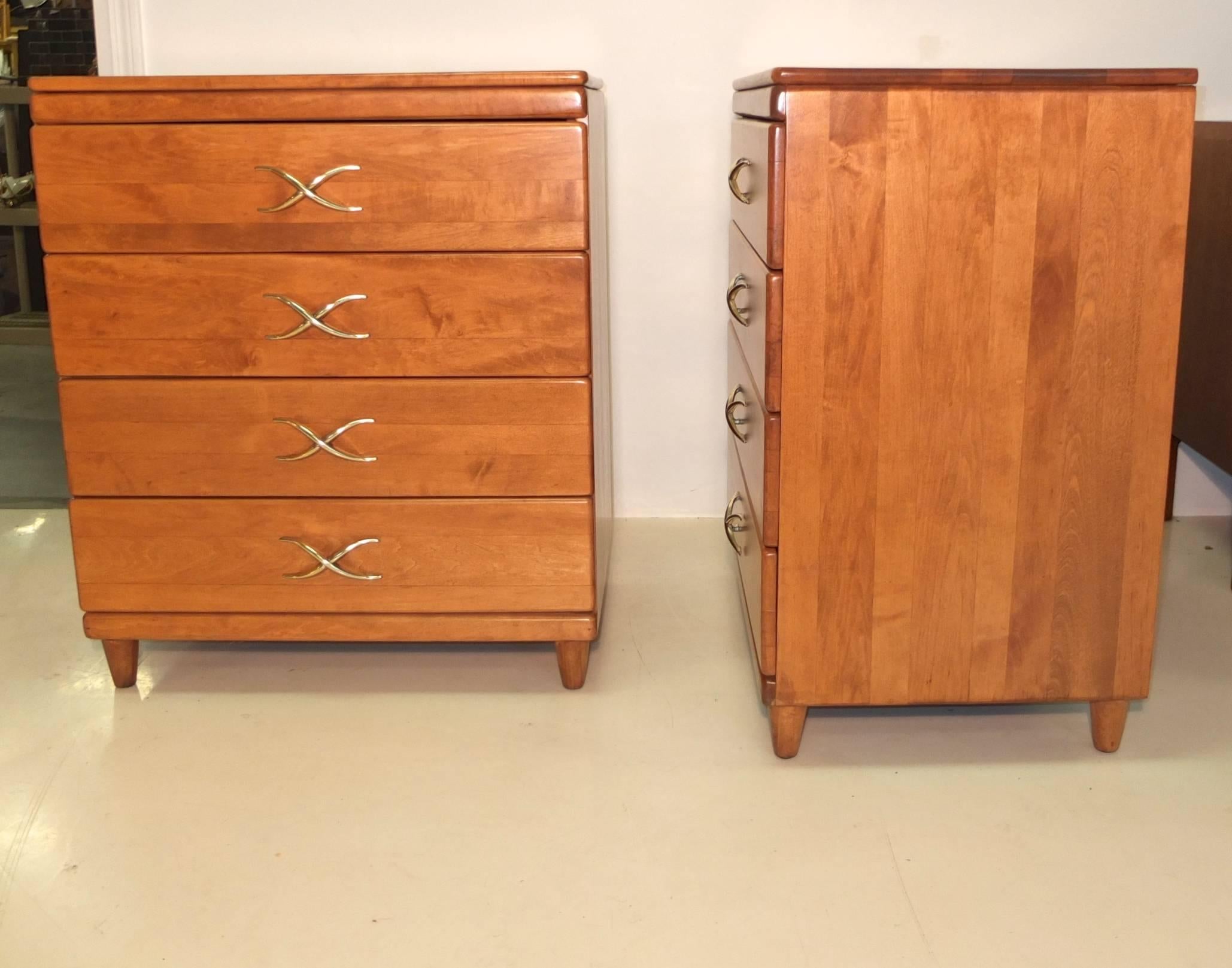 American Pair of Paul Frankl Four-Drawer Chests for Brown Saltman For Sale
