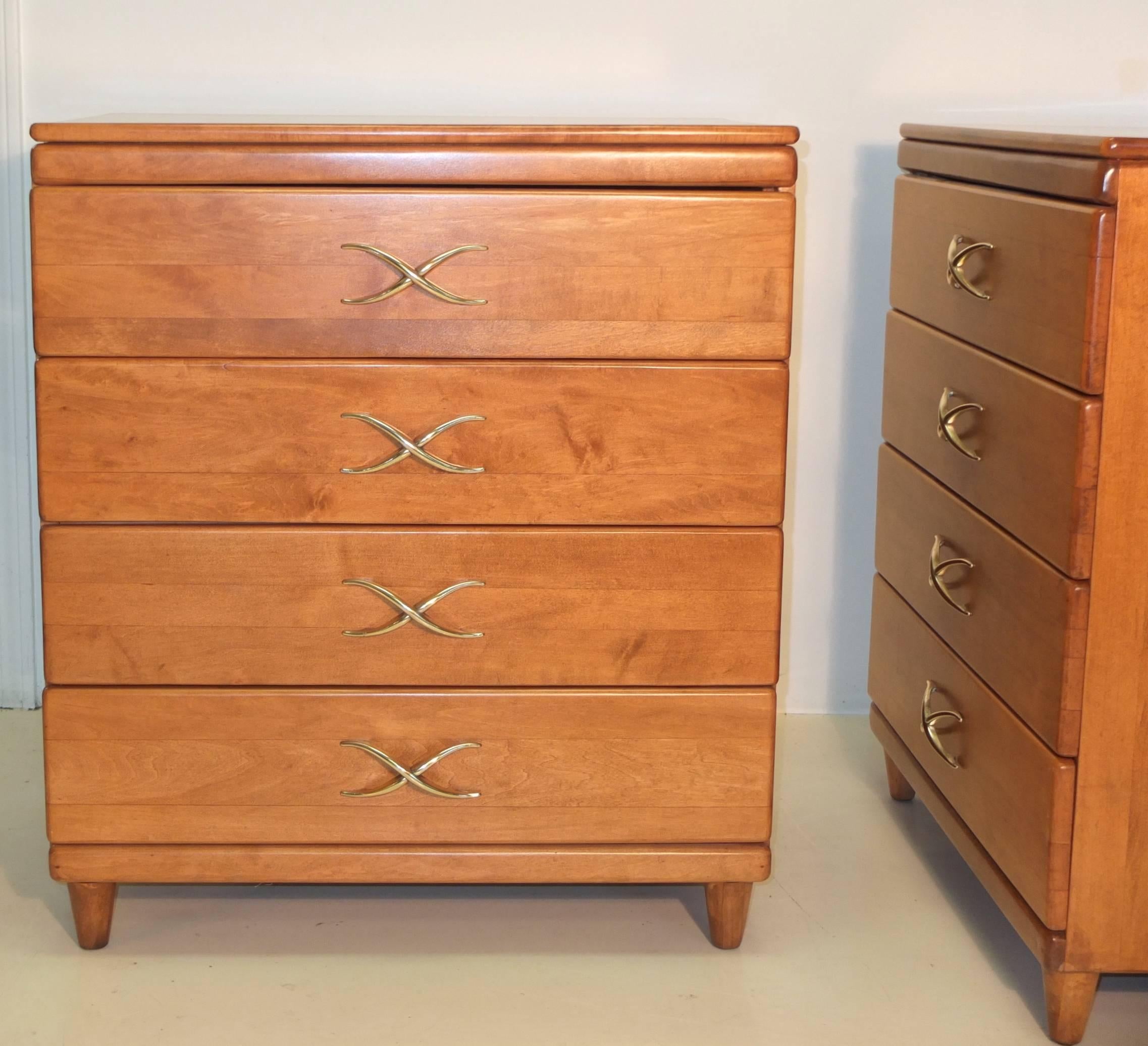 Pair of Paul Frankl Four-Drawer Chests for Brown Saltman In Good Condition For Sale In Hanover, MA