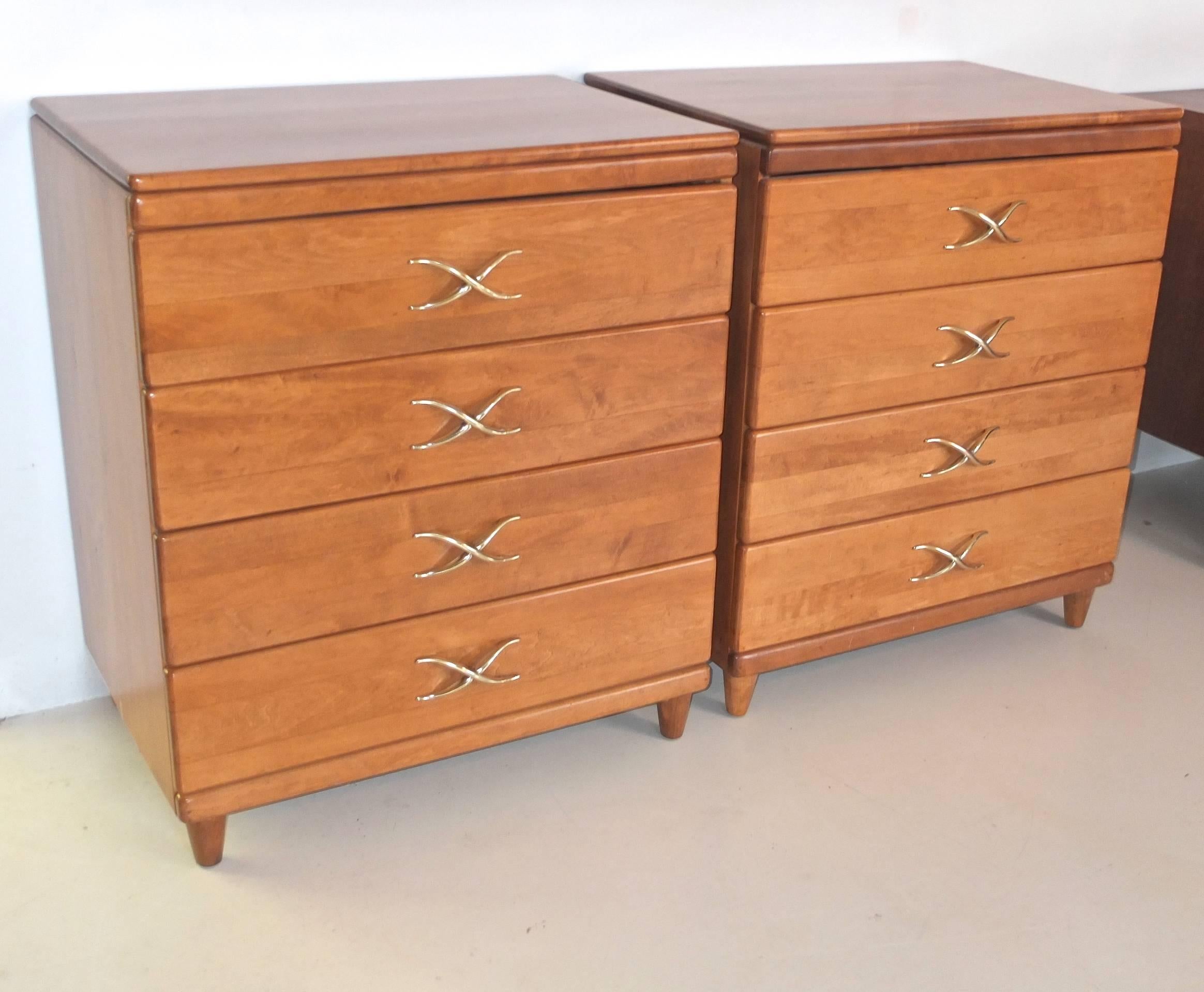 Pair of Paul Frankl Four-Drawer Chests for Brown Saltman For Sale 1