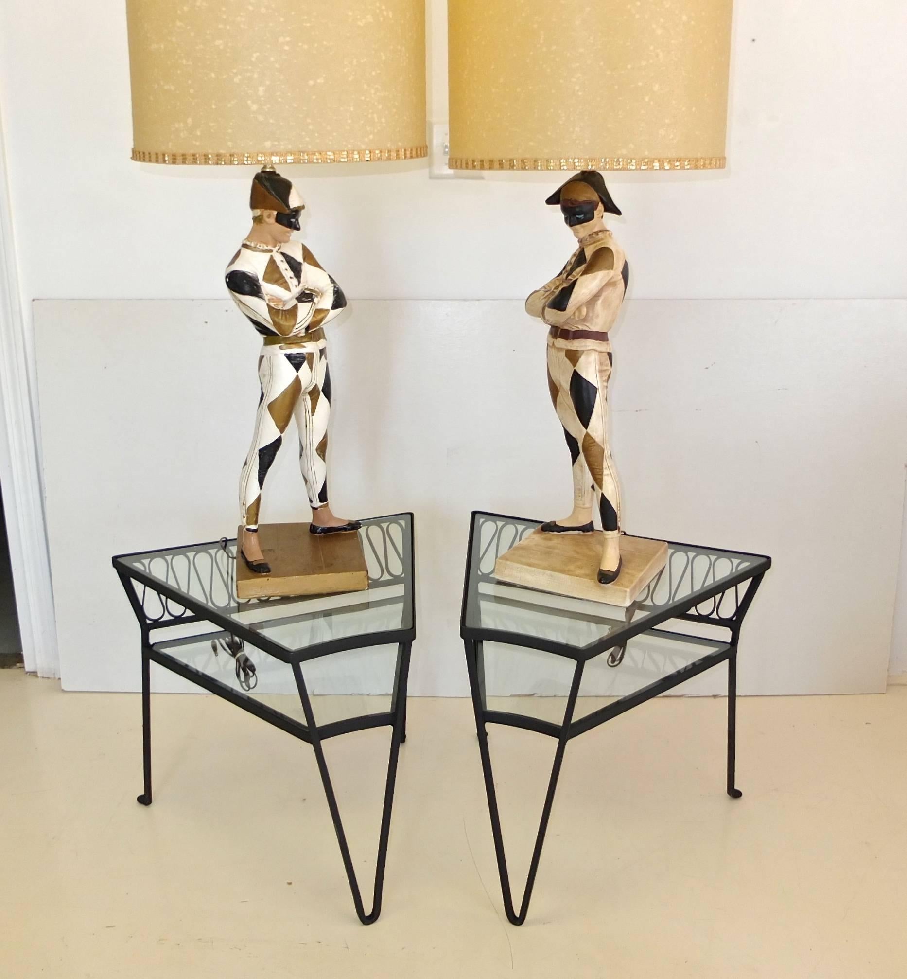 SATURDAY SALE

For a splash (or tsunami!) of Hollywood Regency kitsch glamour you must have this pair of monumental Harlequin lamps. These lamps were created by the Marbro Lamp Company of Los Angeles, which produced high end lamps favored by
