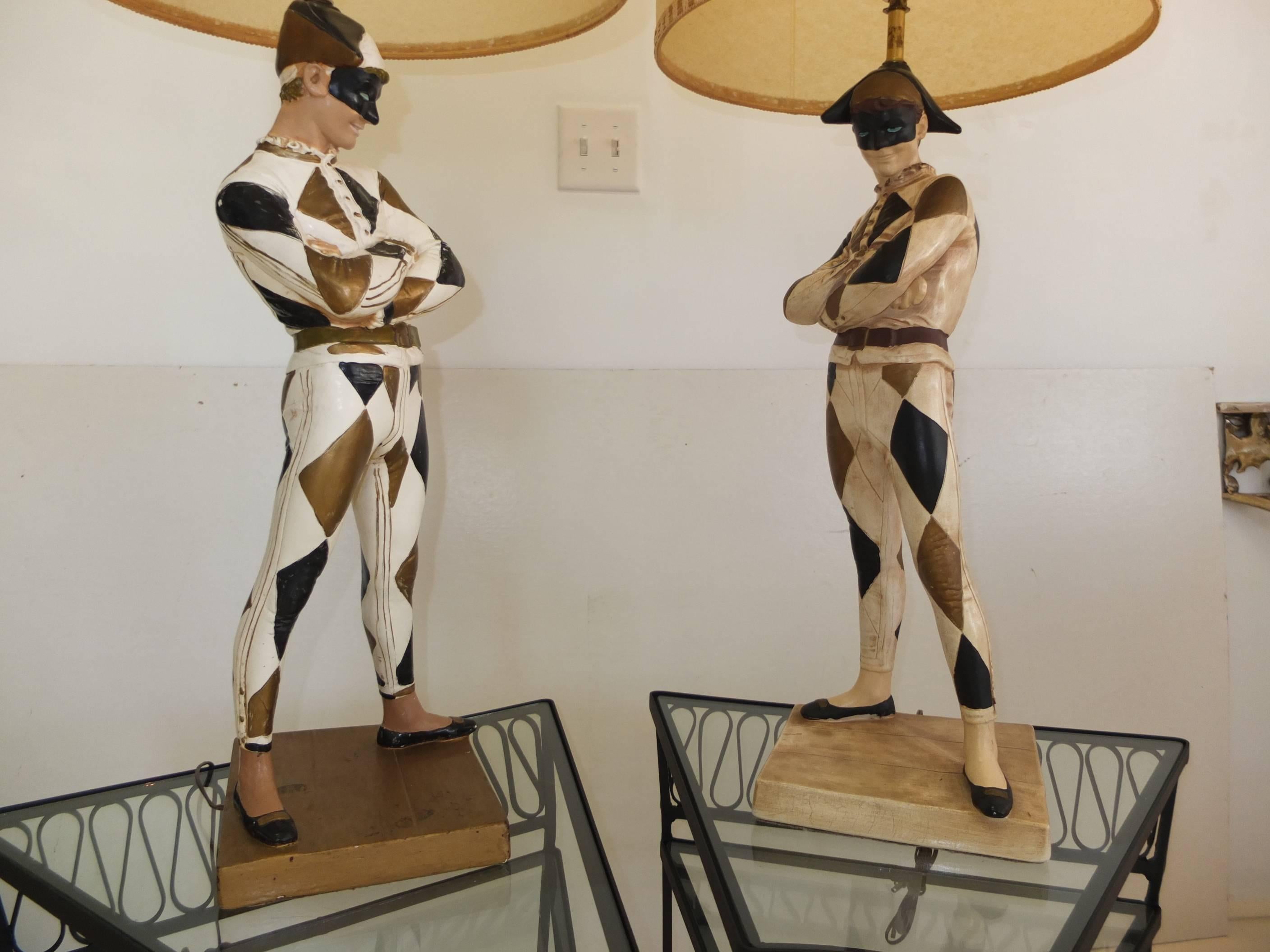 Mid-20th Century Monumental Pair of Harlequin Lamps by marbro