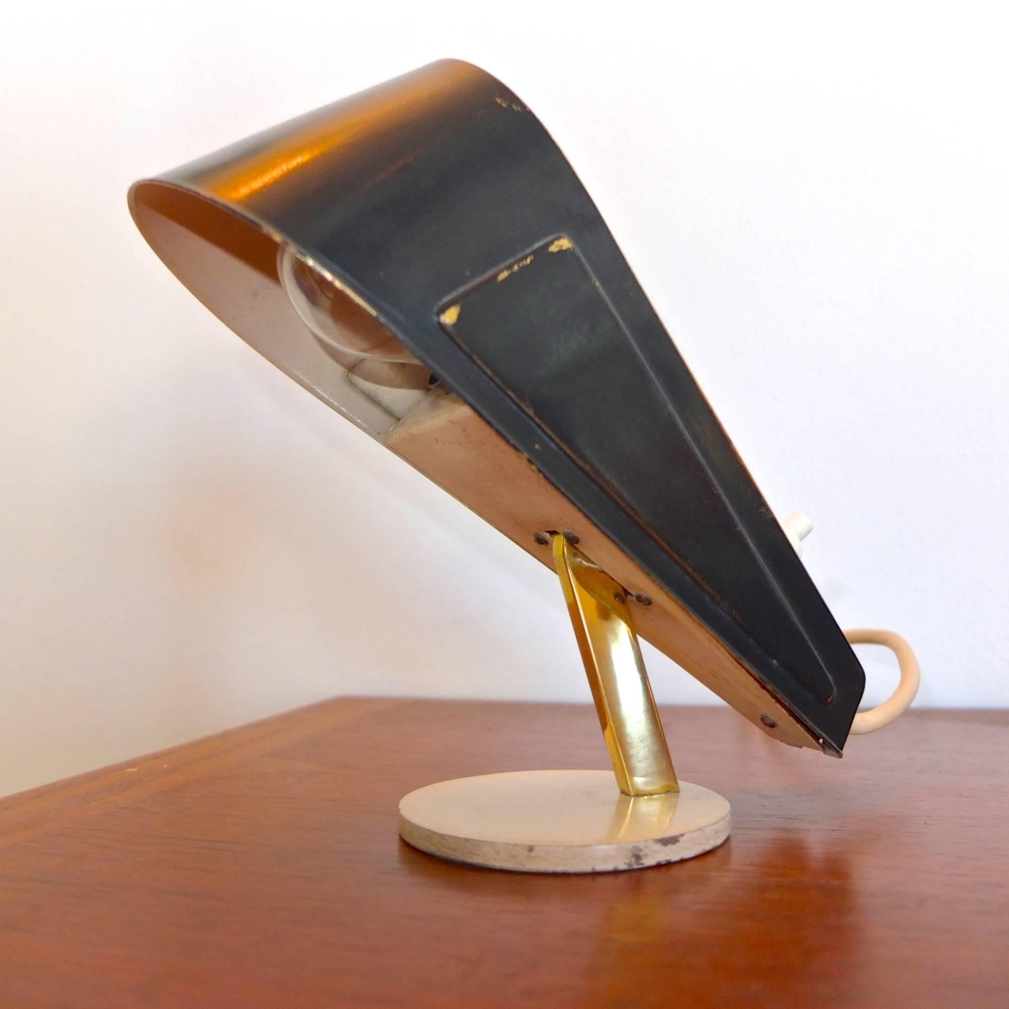 Brass 1950s Petite Wedge-Form Desk Lamp For Sale