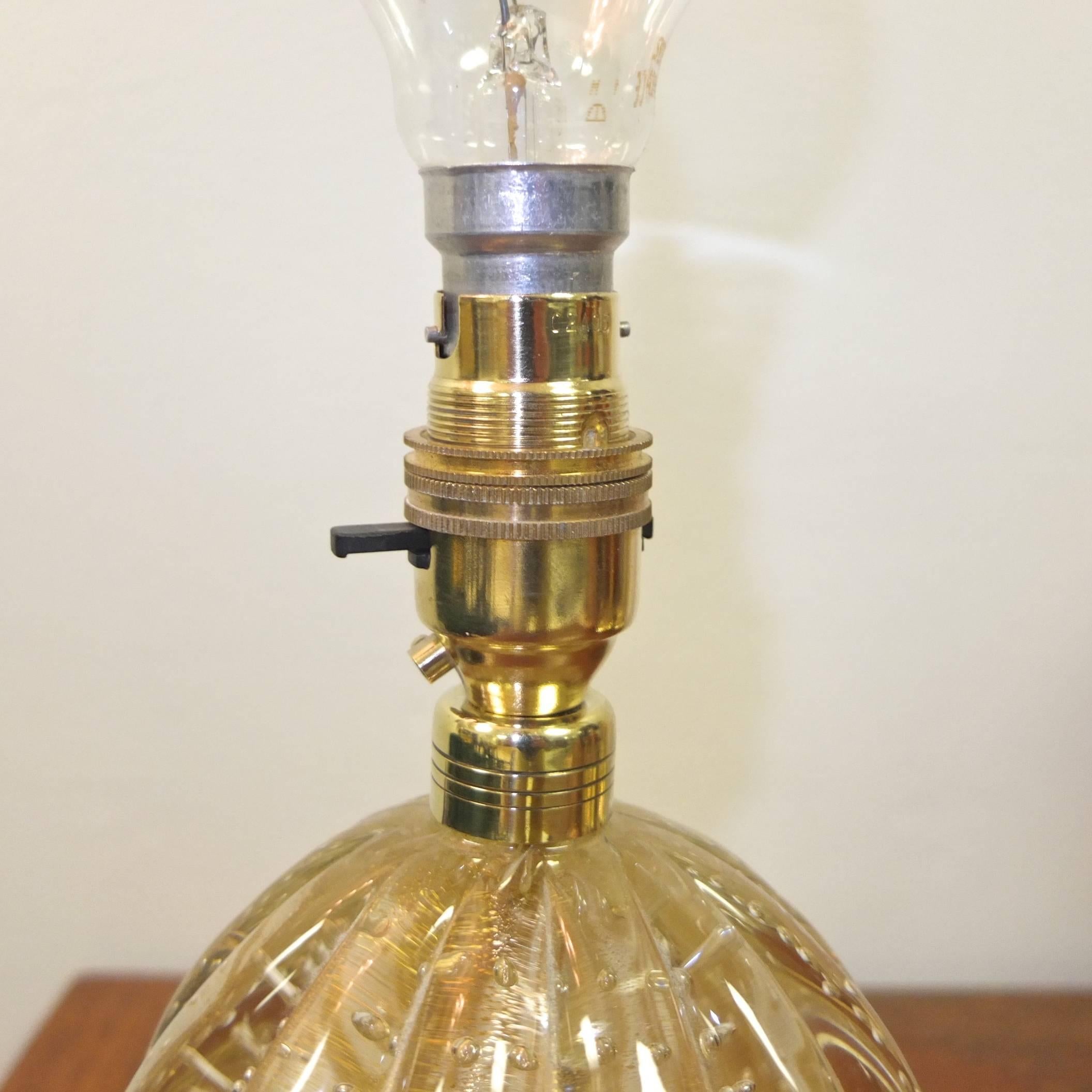 Mid-20th Century Bullicante Glass Ribbed Ball Lamp by Vetreria Archimede Seguso