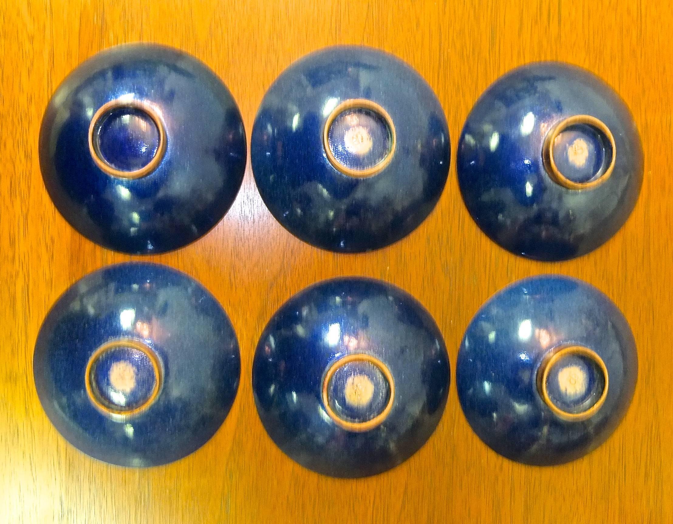 Mid-Century Modern Set of Six Italian Enameled Copper Pin Dishes For Sale