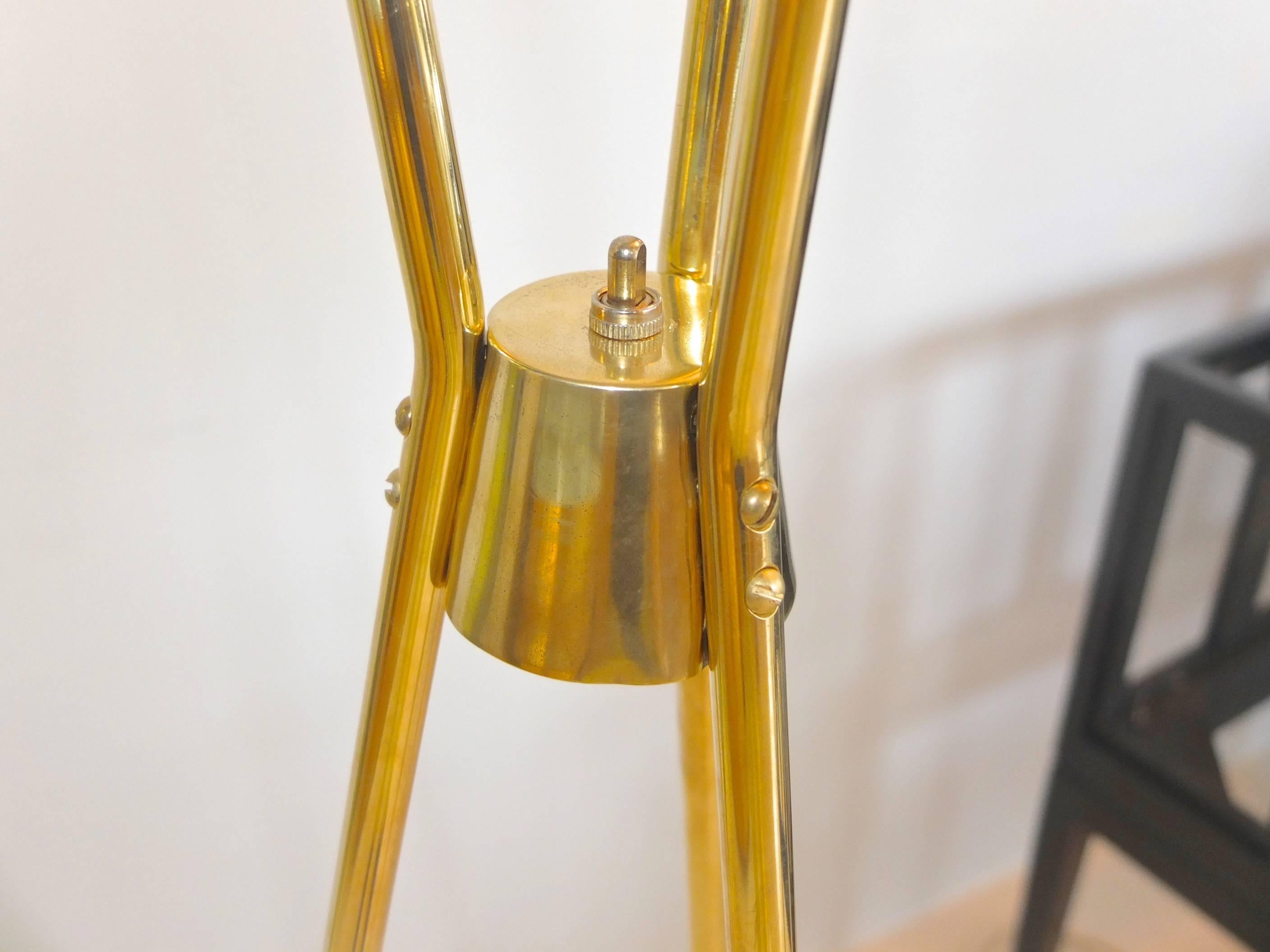 Gerald Thurston for Lightolier Brass Tripod Floor Lamp 1