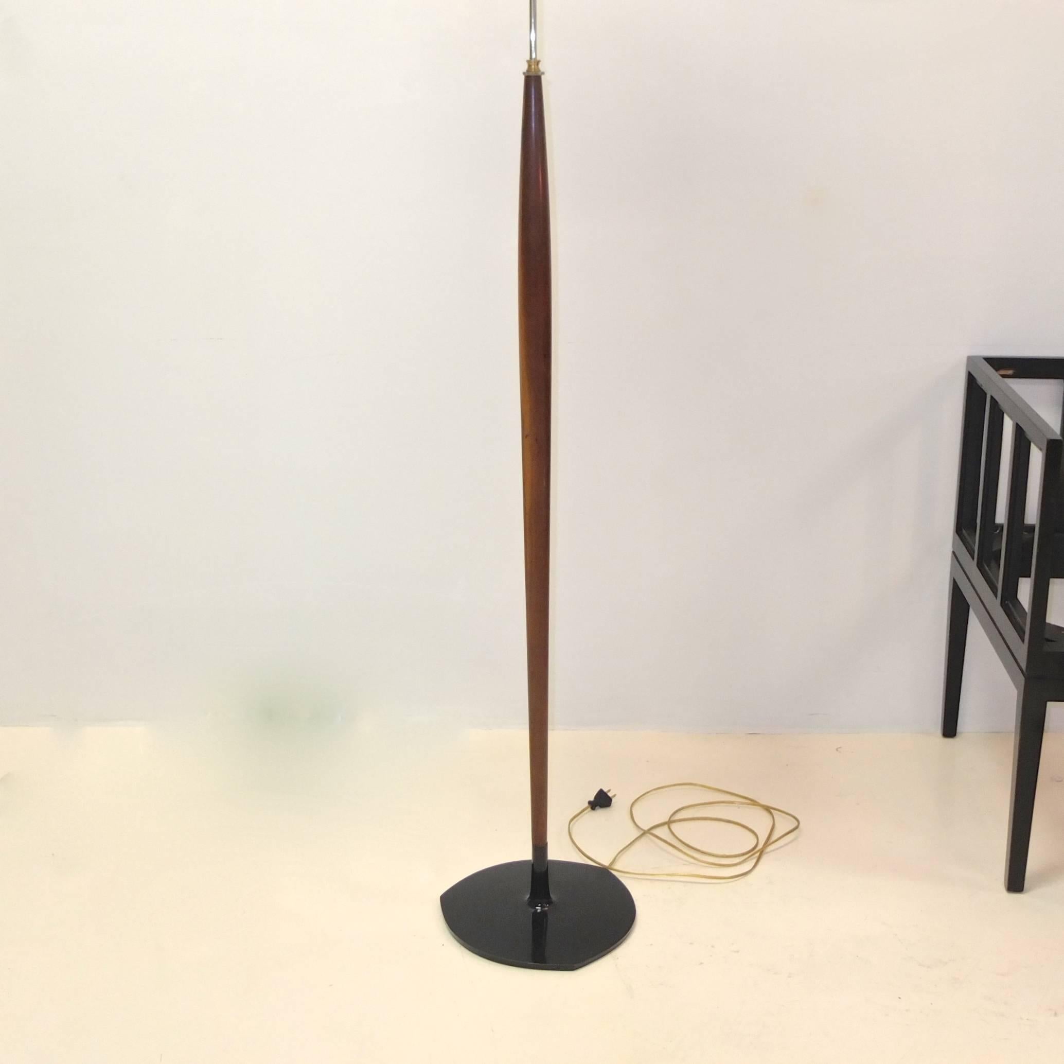 Mid-Century Modern Scandinavian Tapered Teak Floor Lamp For Sale