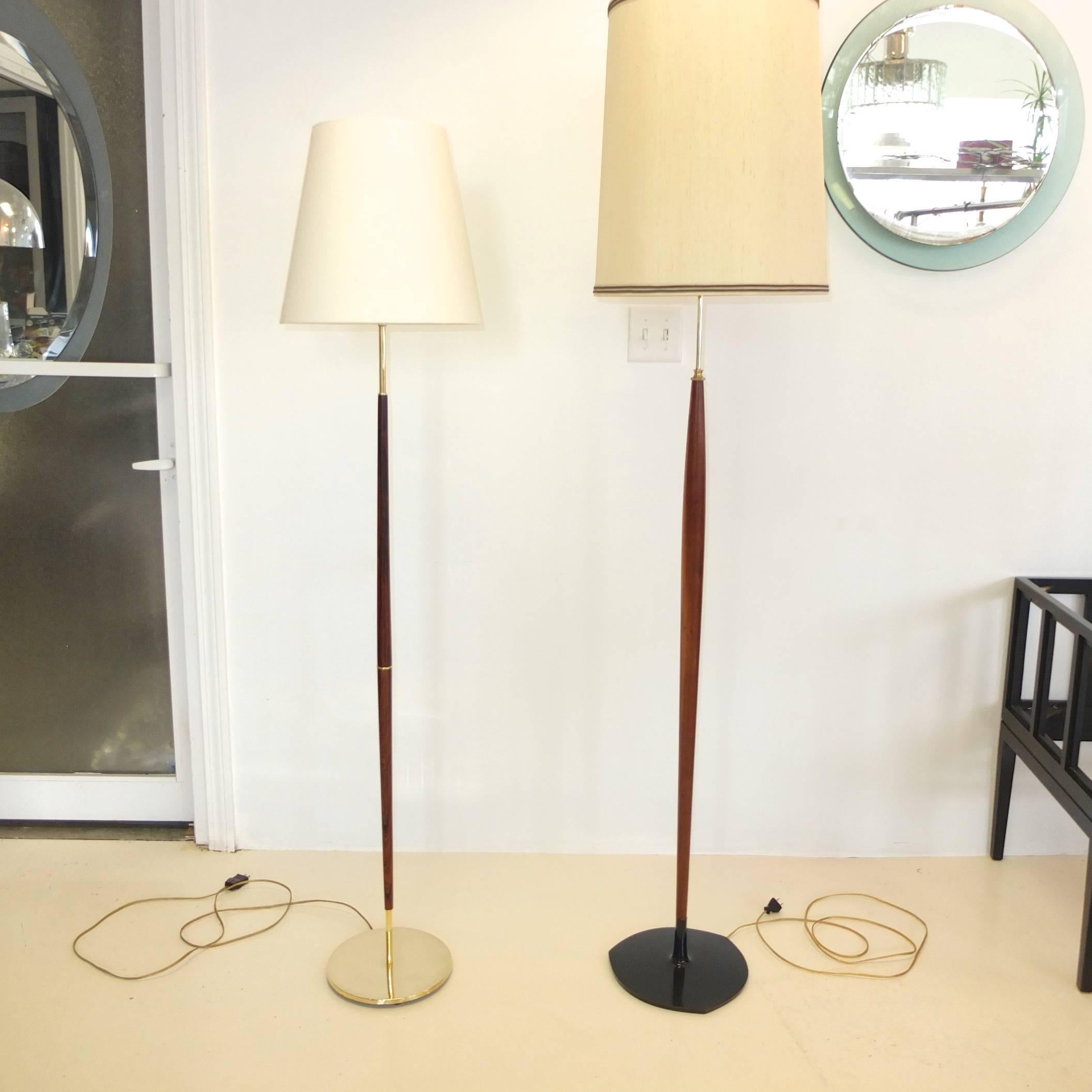 Enameled Scandinavian Tapered Teak Floor Lamp For Sale