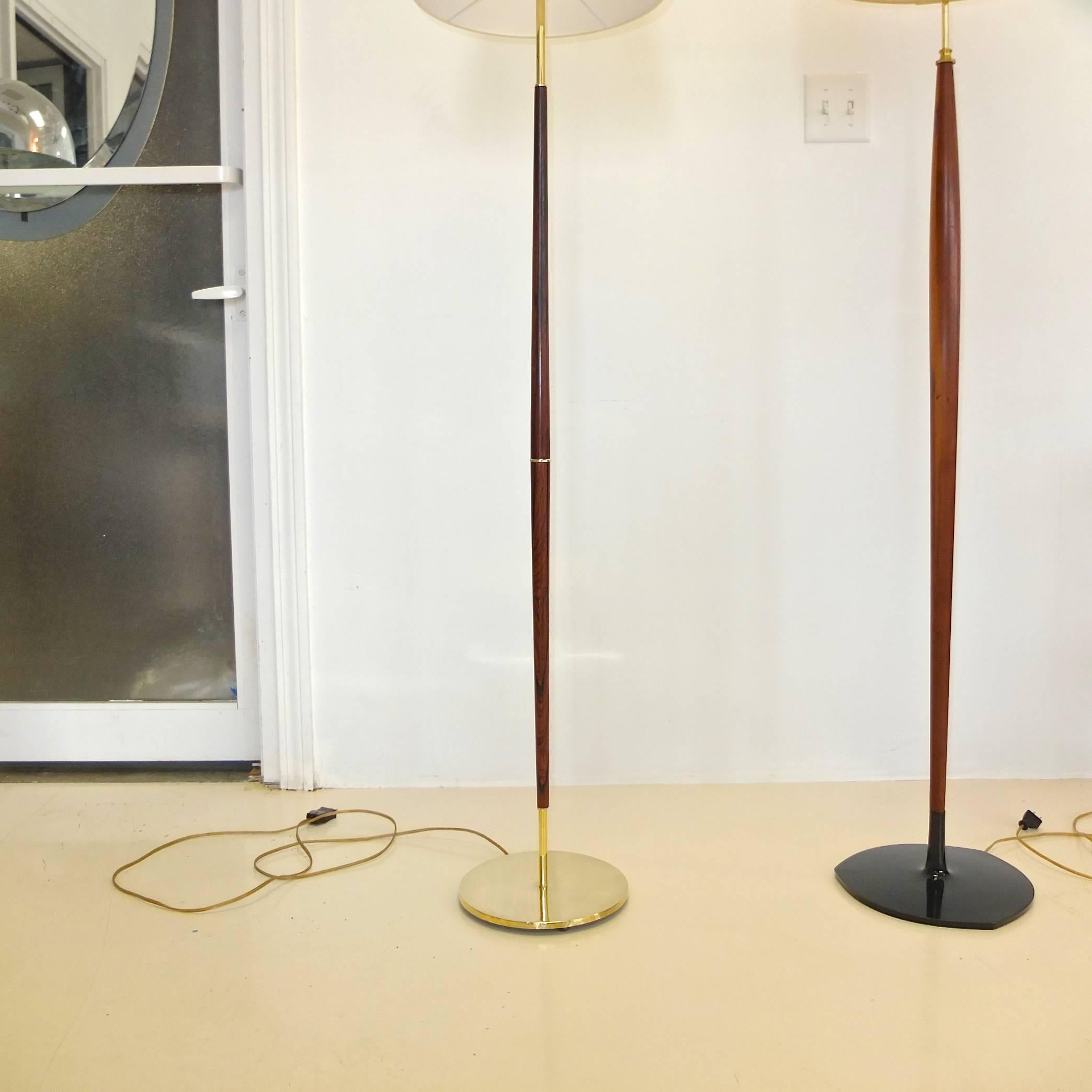 Scandinavian Tapered Teak Floor Lamp In Excellent Condition For Sale In Hanover, MA