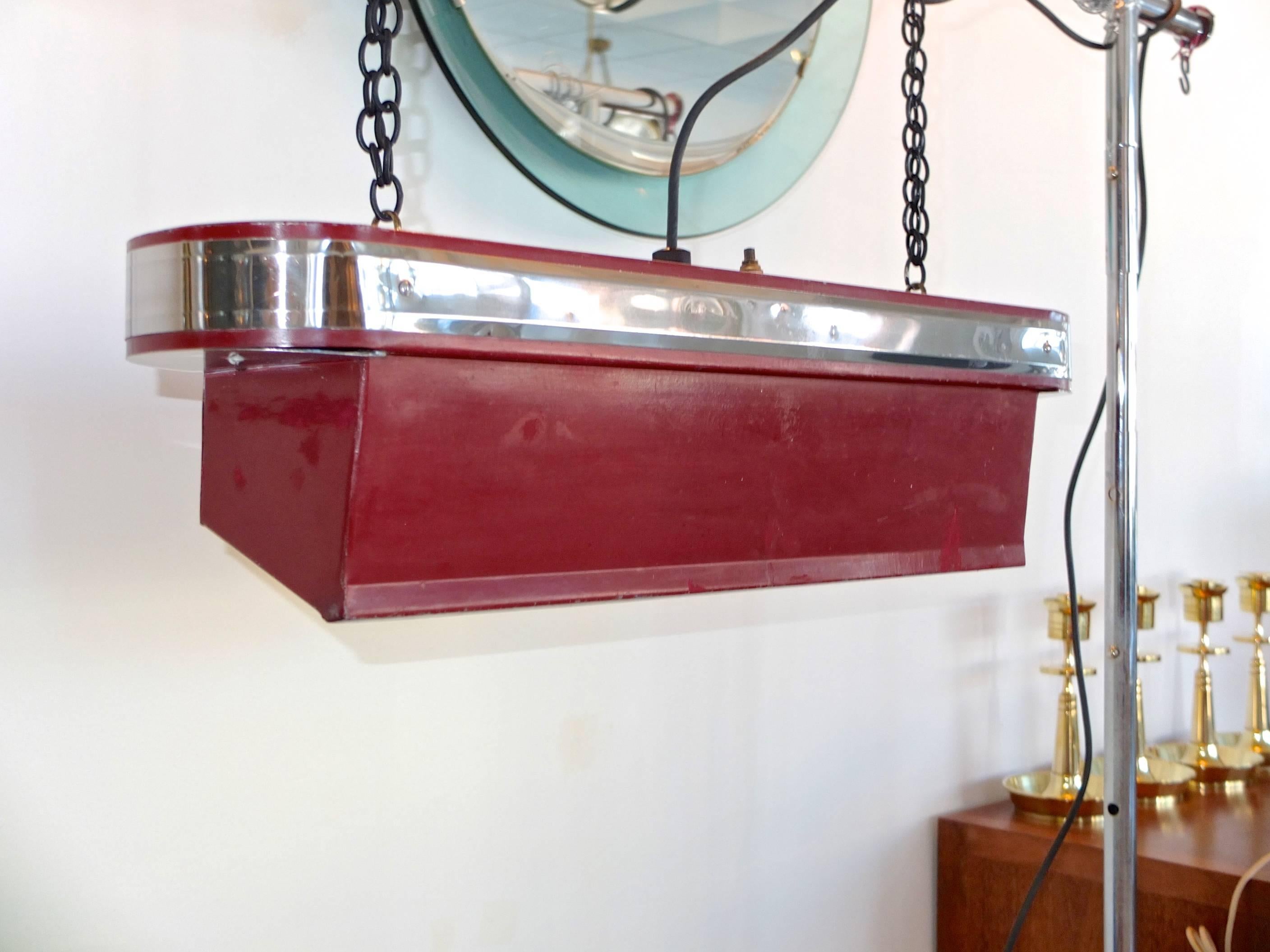 Mid-20th Century Streamline Art Deco Horizontal Hanging Light