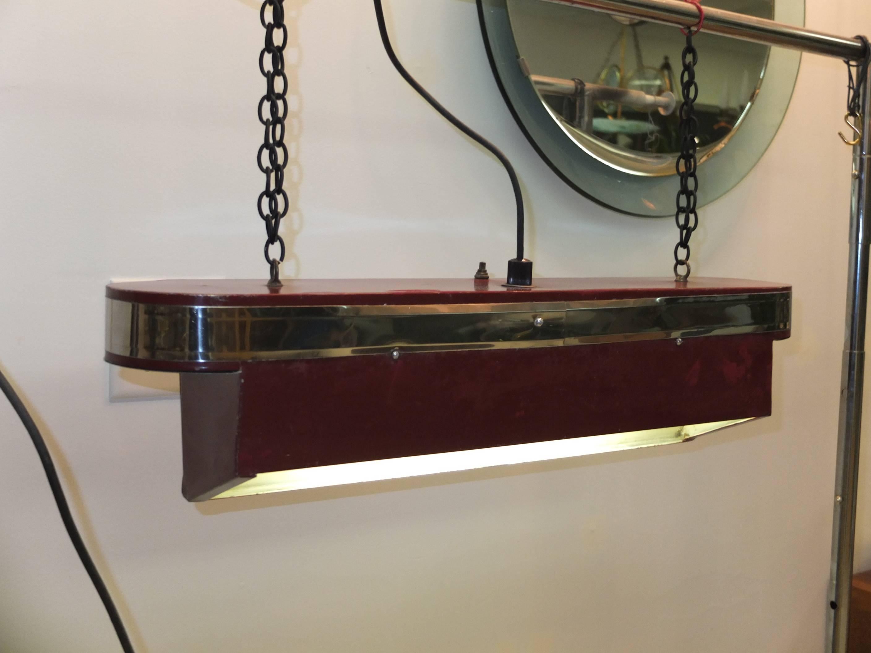 Streamline Art Deco Horizontal Hanging Light In Good Condition In Hanover, MA