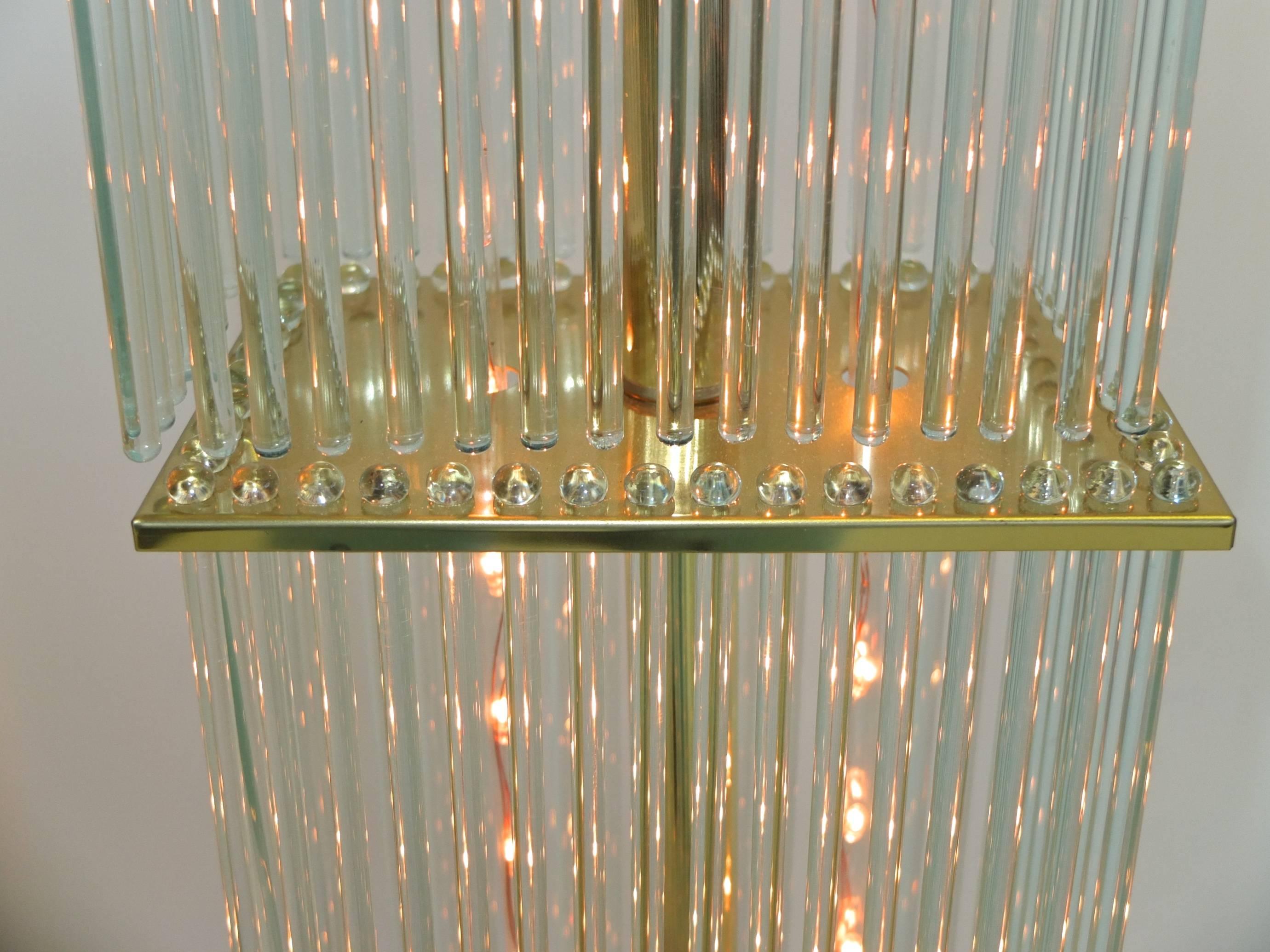 Lampadaire à tiges en laiton et en verre de Gaetano Sciolari pour Lightolier en vente 1