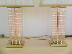 Pair of Gaetano Sciolari Brass and Glass Rods Table Lamps