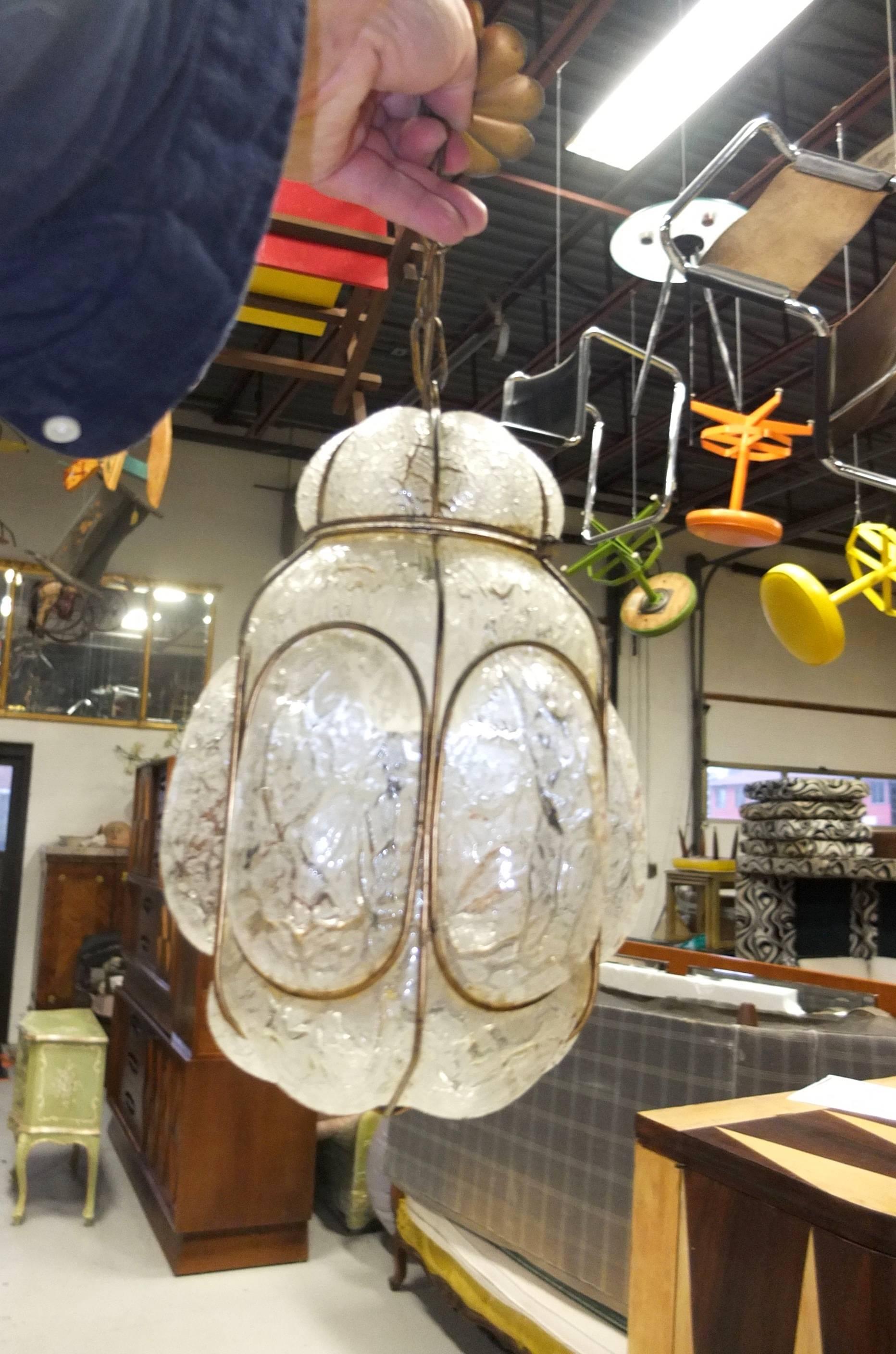 Mid-20th Century Vintage Murano Bubble Glass Cage Lantern