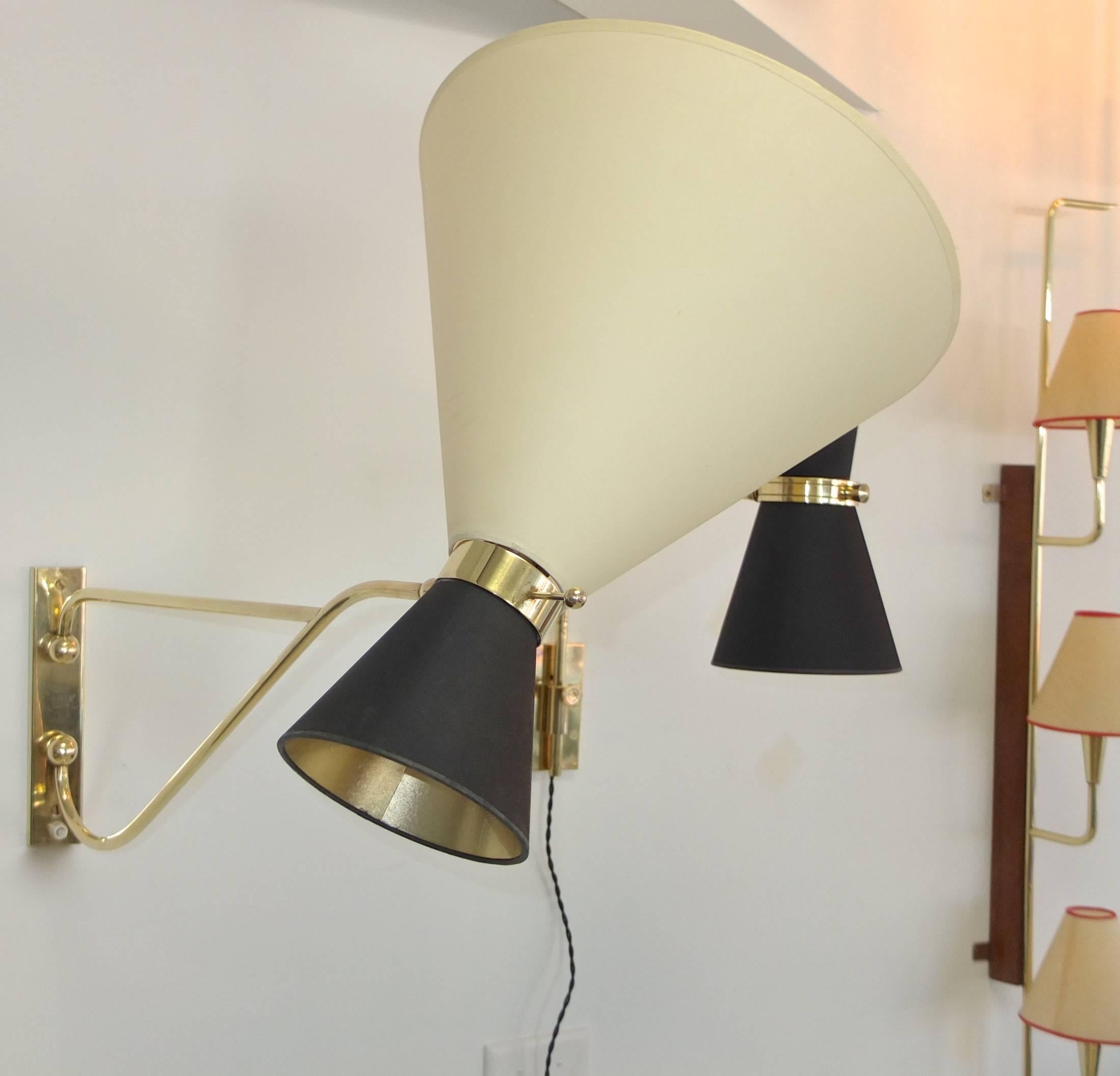 1950s French Swing Arm Lamp In Excellent Condition In Hanover, MA