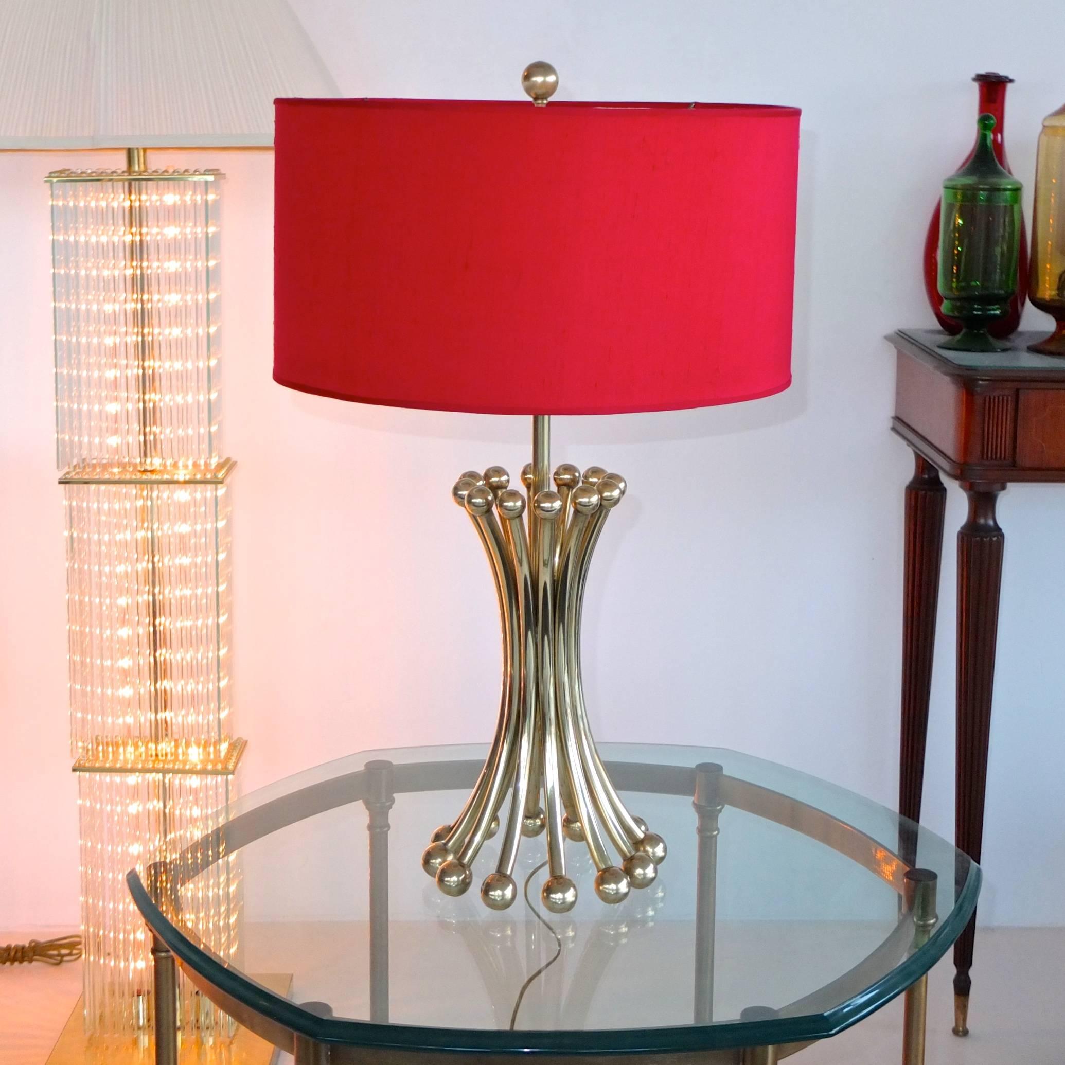 American Solid Brass Rod and Ball Sheaf of Wheat Lamp