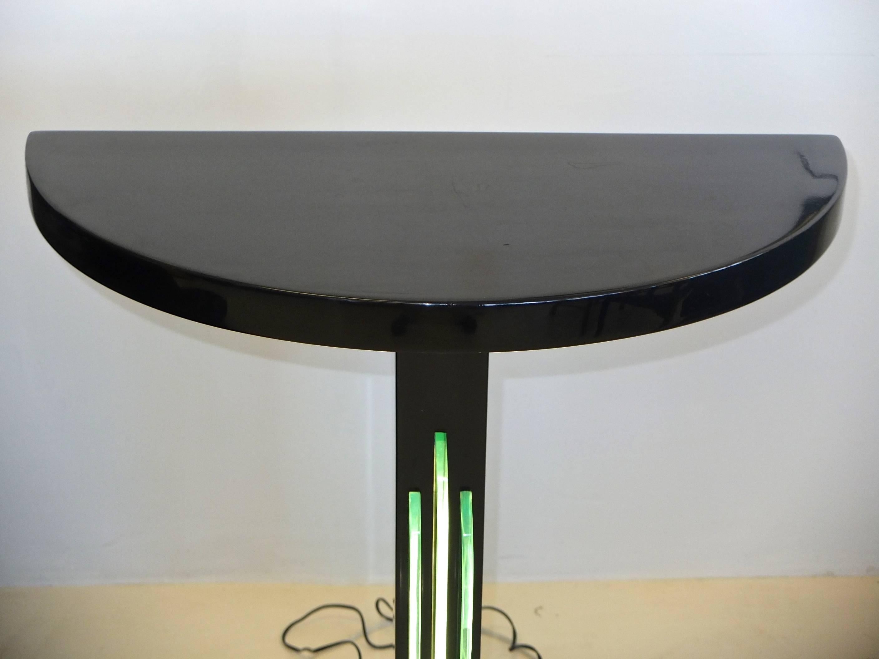 Juan Montoya Art Deco Style Illuminated Demilune Console Table In Good Condition In Hanover, MA