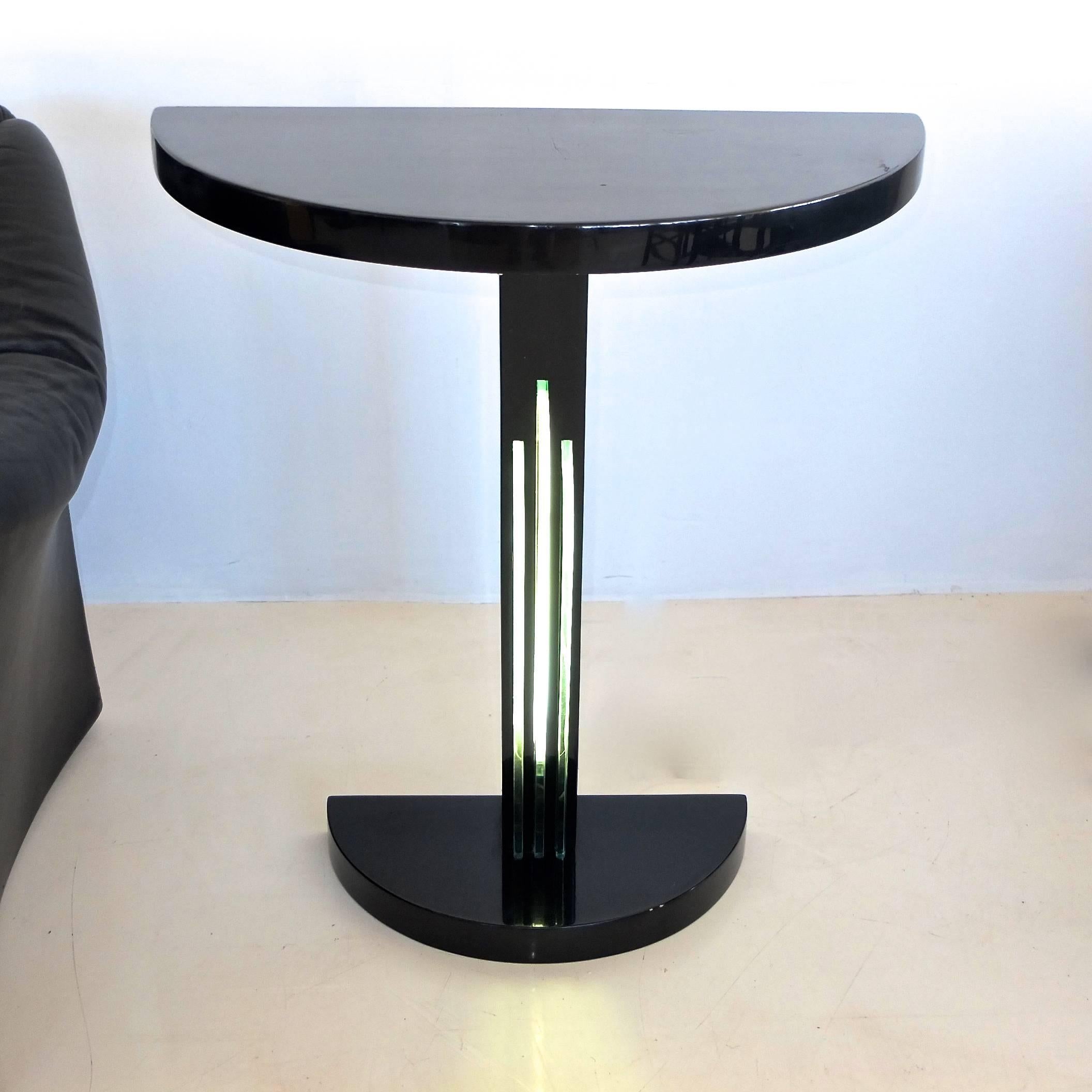 Glass Juan Montoya Art Deco Style Illuminated Demilune Console Table