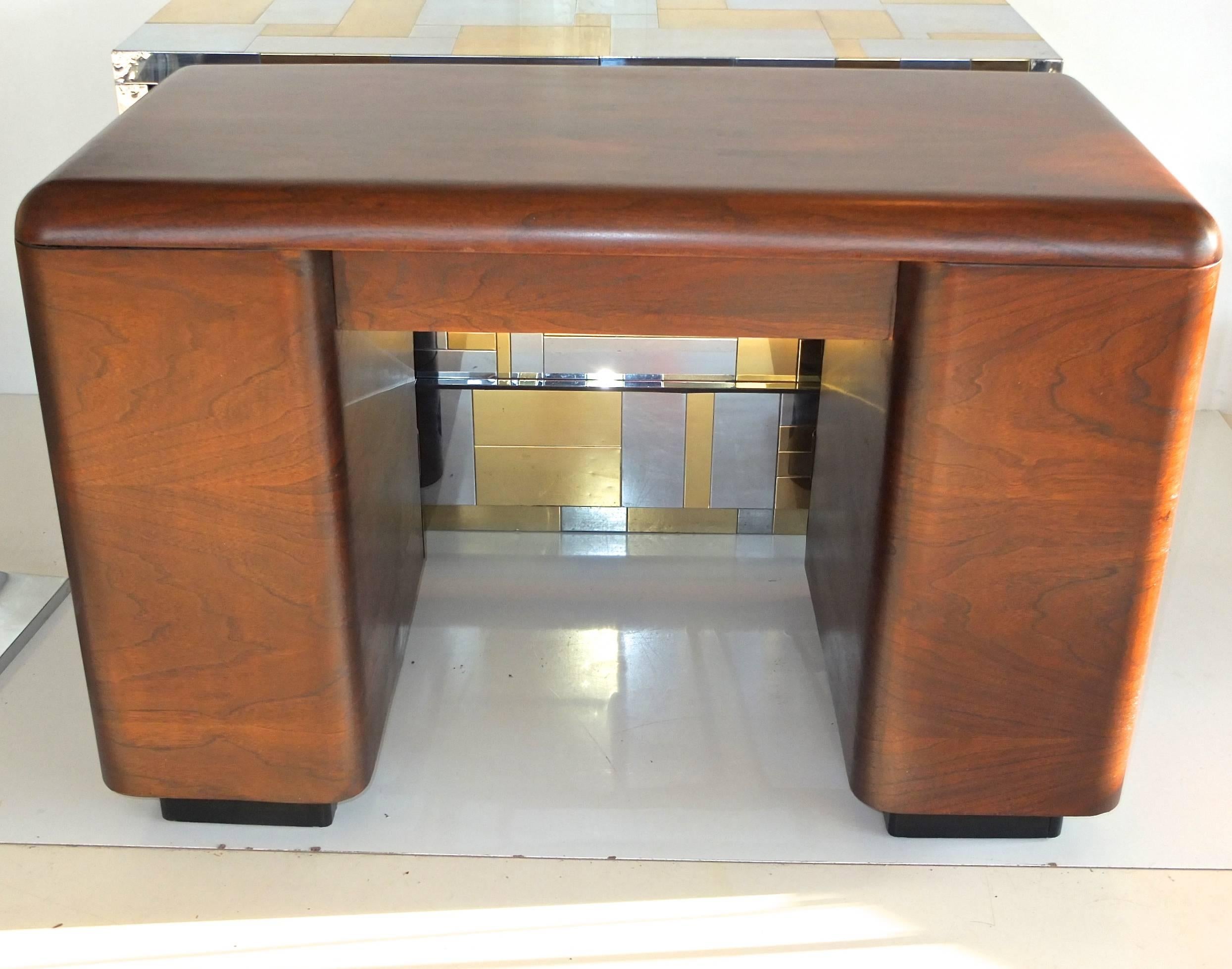 Streamlined Moderne 1940's Paul Goldman Bent Plywood Desk for Plymold Corp
