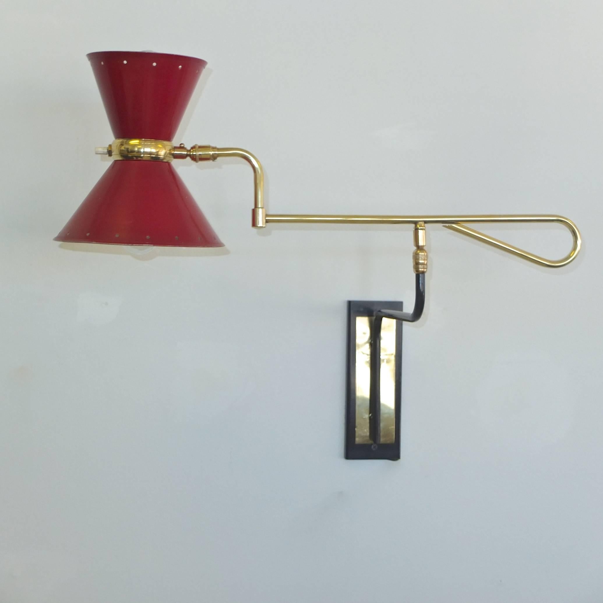 French 1950s Swing Arm Wall Lamp by Robert Mathieu at 1stDibs