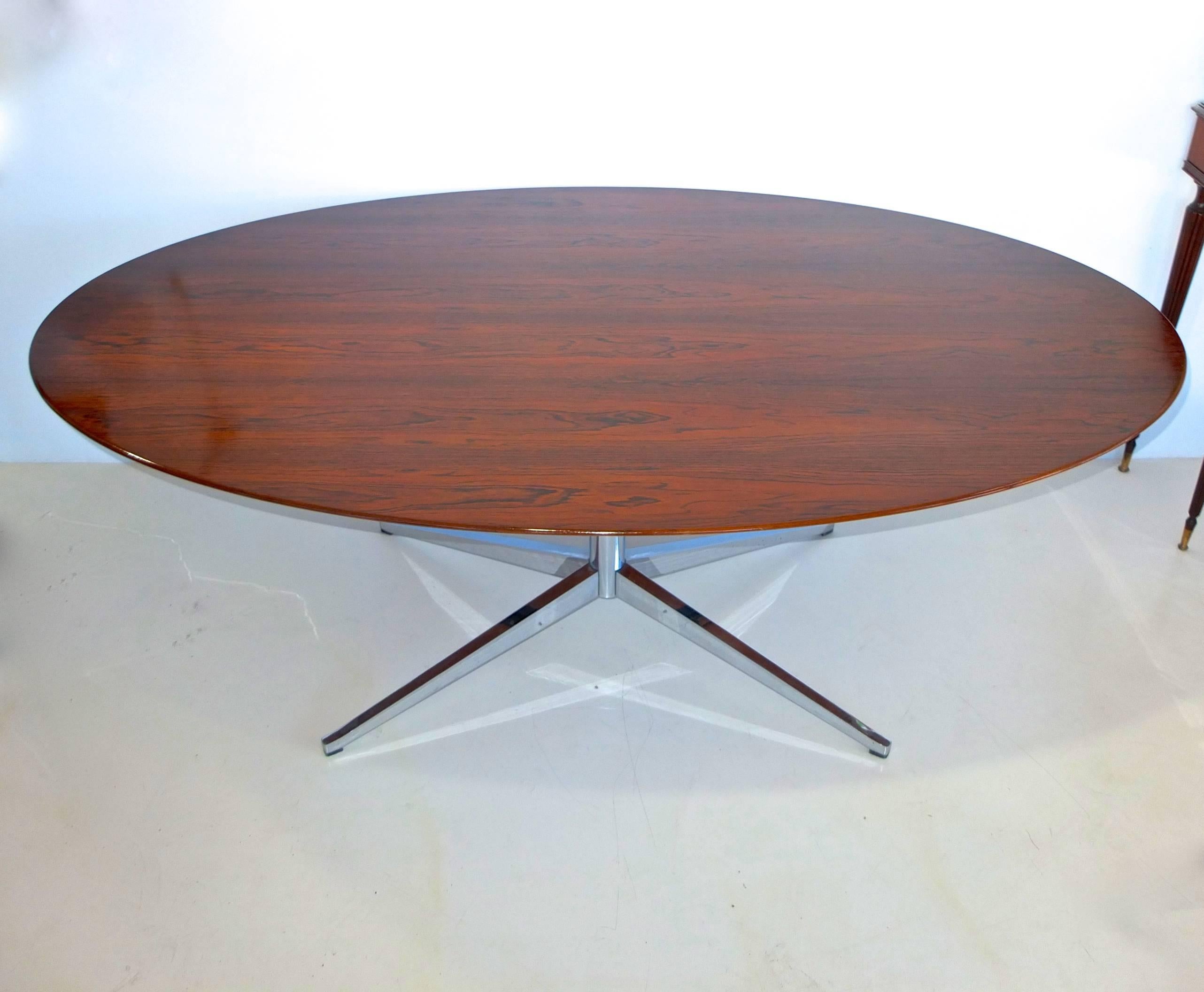Mid-20th Century Brazilian Rosewood Elliptical Oval Executive Table Desk by Florence Knoll