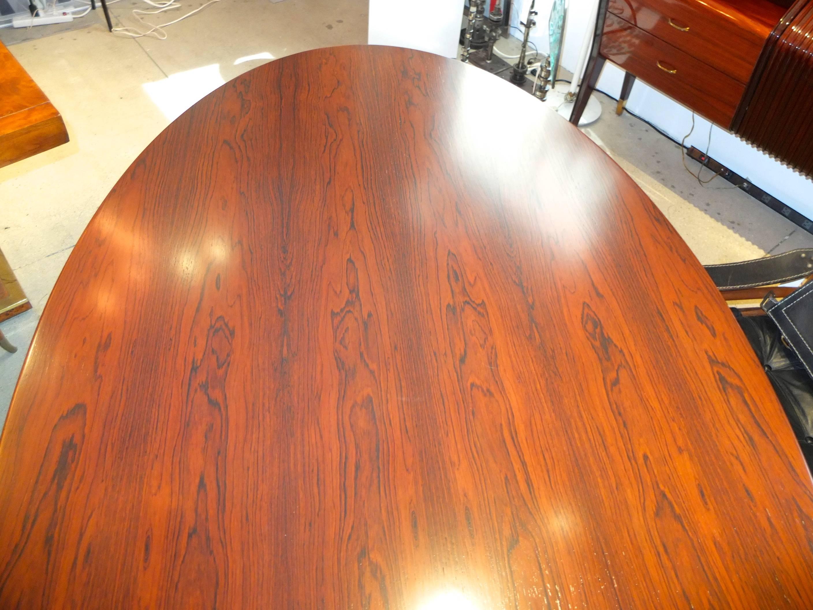 American Brazilian Rosewood Elliptical Oval Executive Table Desk by Florence Knoll