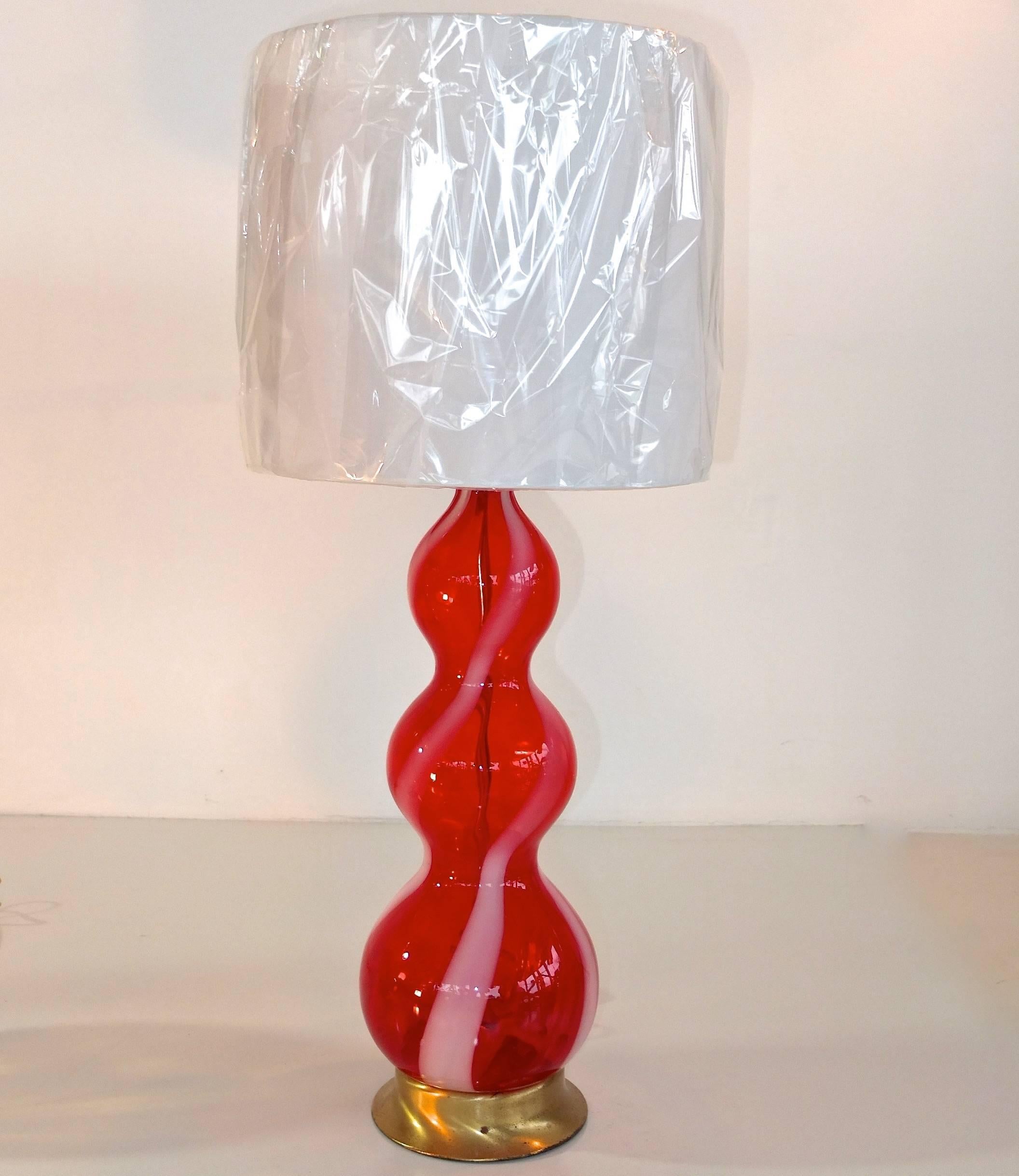 Mid-20th Century 1960s Swirled Murano Glass Table Lamps (SATURDAY SALE)