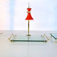 Lighted Vanity Tray in Cristallo Scalpellato and Carved Brass