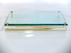 Vanity Tray in Chiseled Glass and Carved Brass