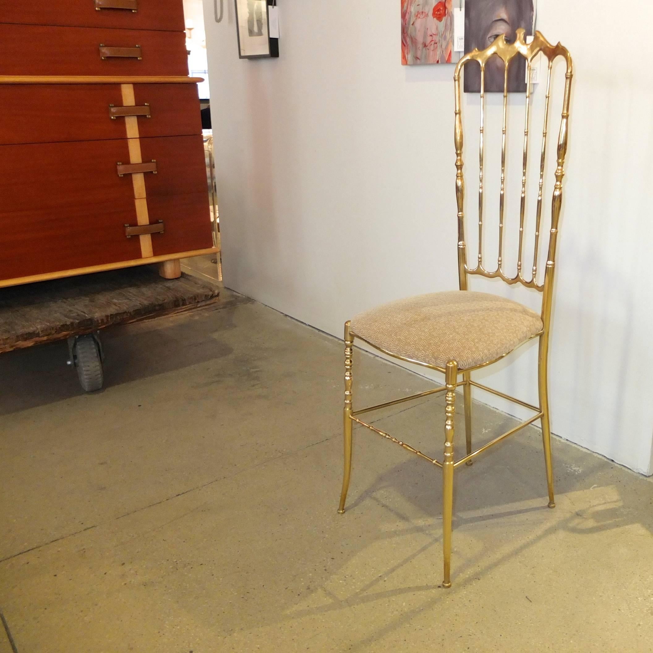 Hollywood Regency Solid Brass High Back Chiavari Chair