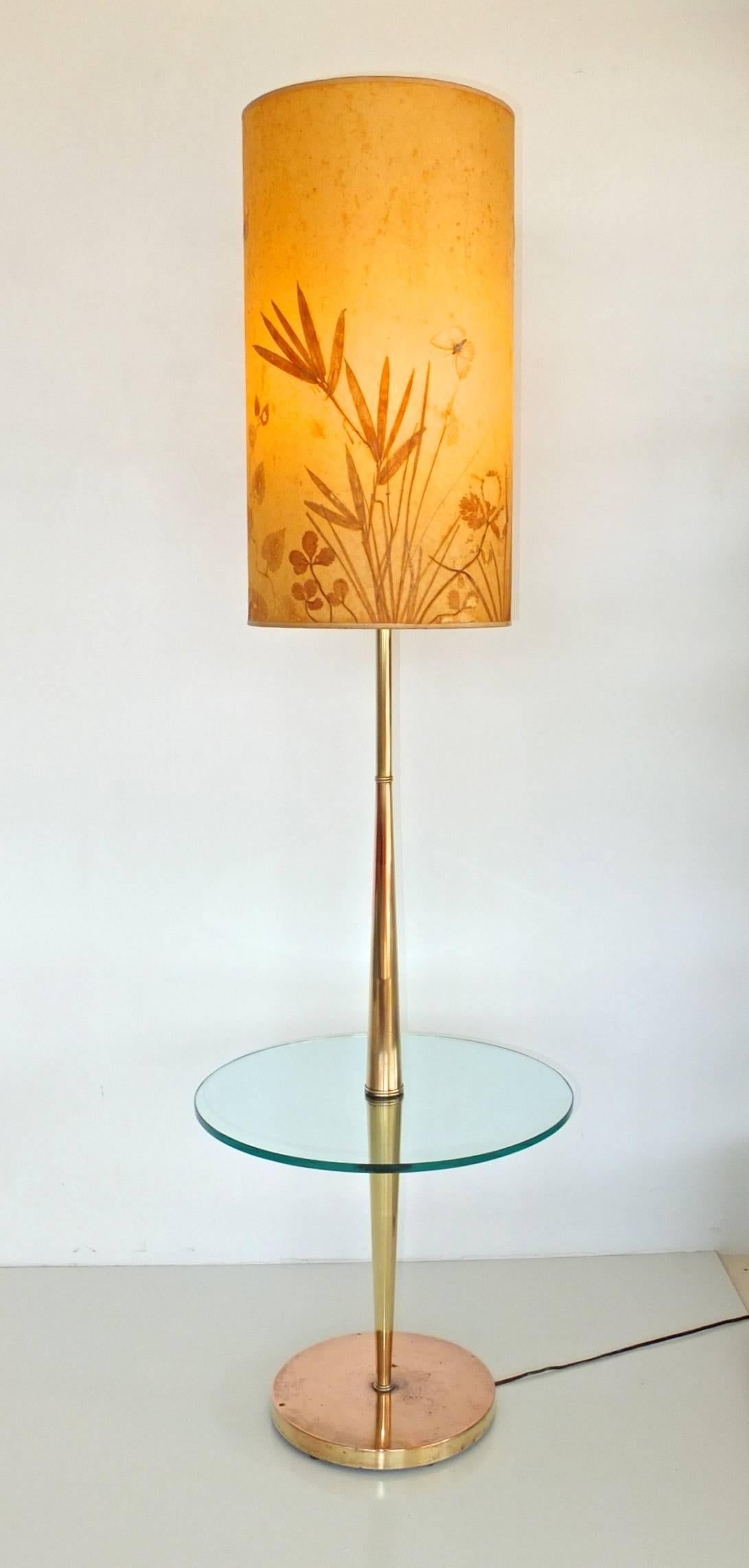 vintage brass floor lamp with glass table
