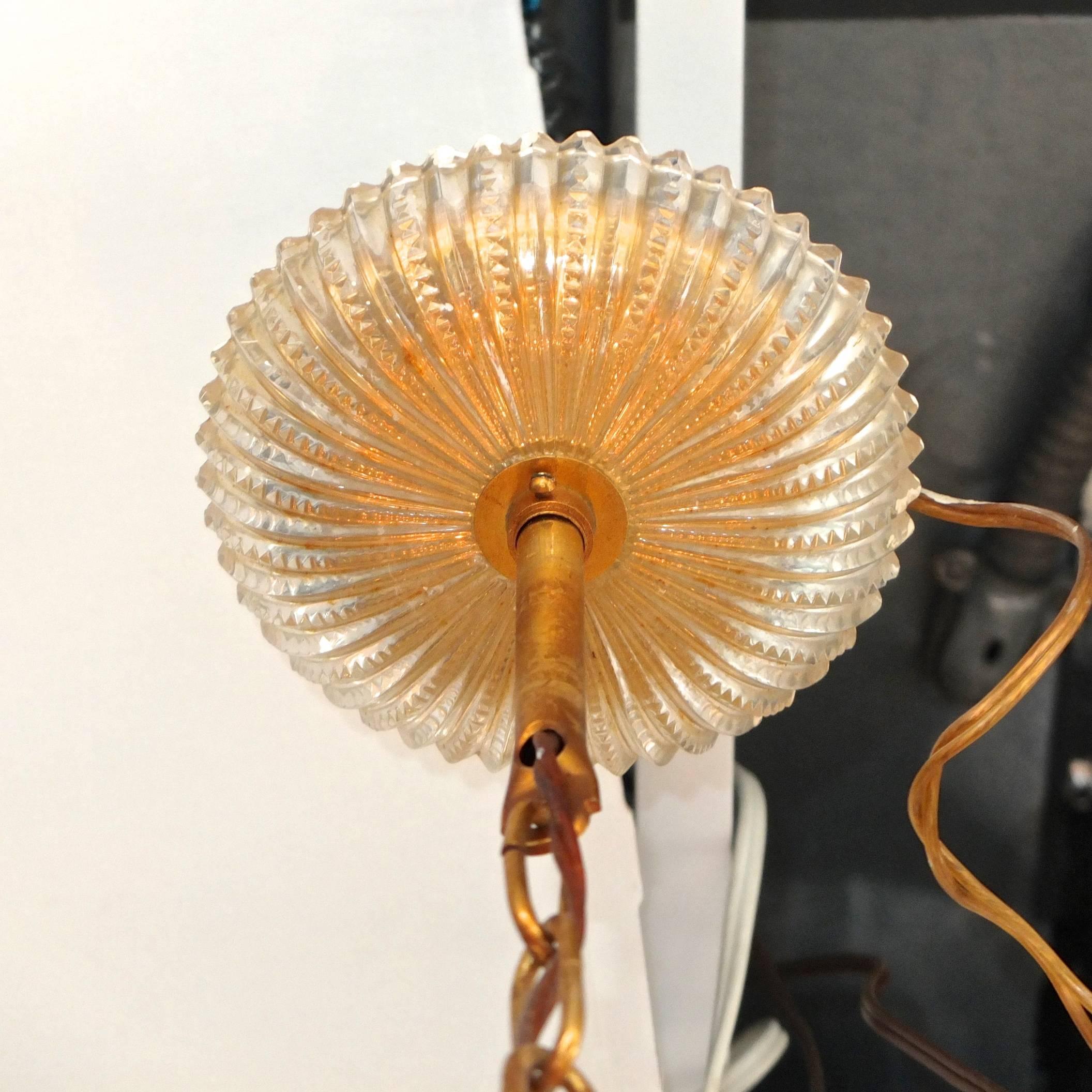 Palwa-Kronleuchter aus vergoldetem Messing und Kristallglas mit Optikglasur (Vergoldet) im Angebot