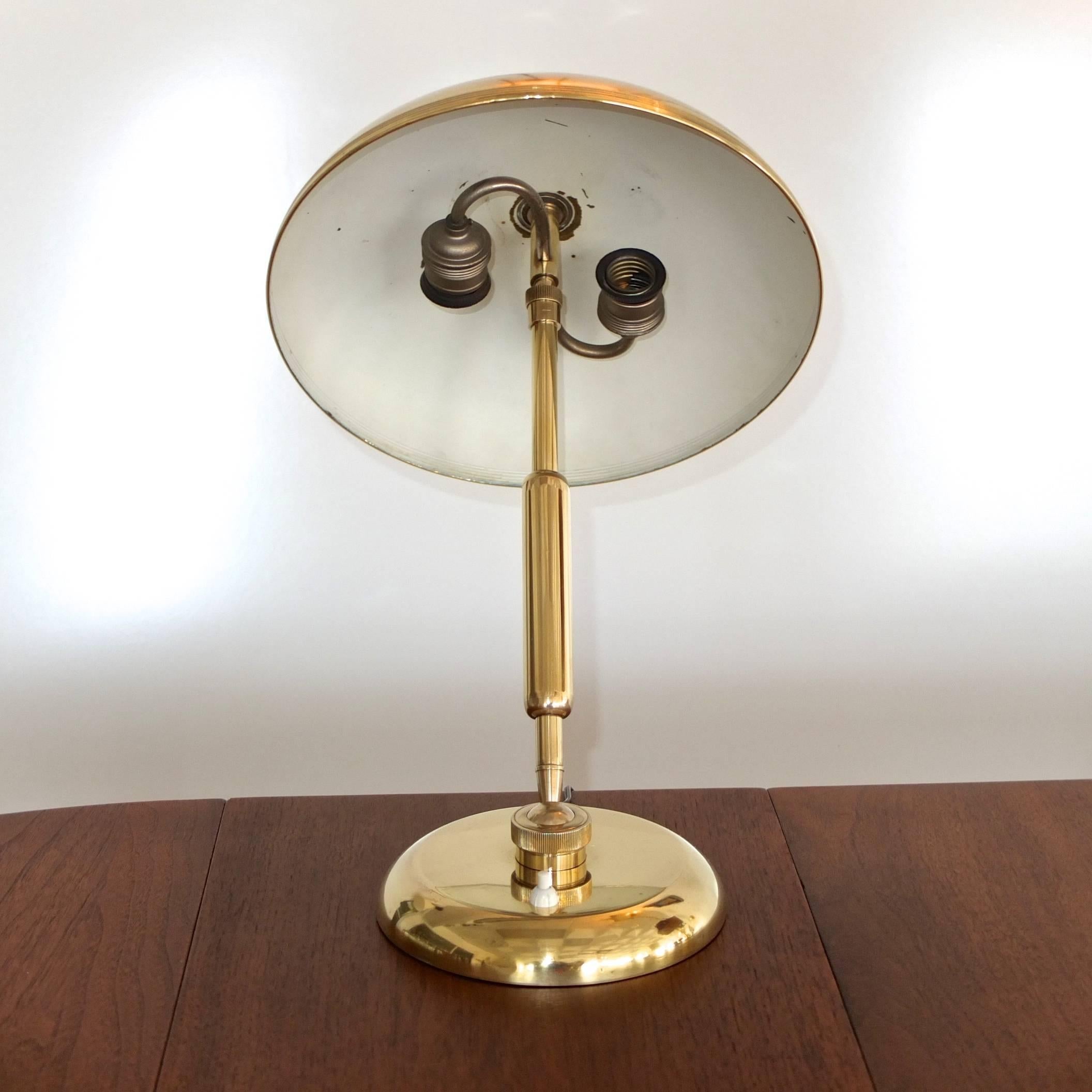 1940s, Italian Brass Articulating Ministerial Lamp 1