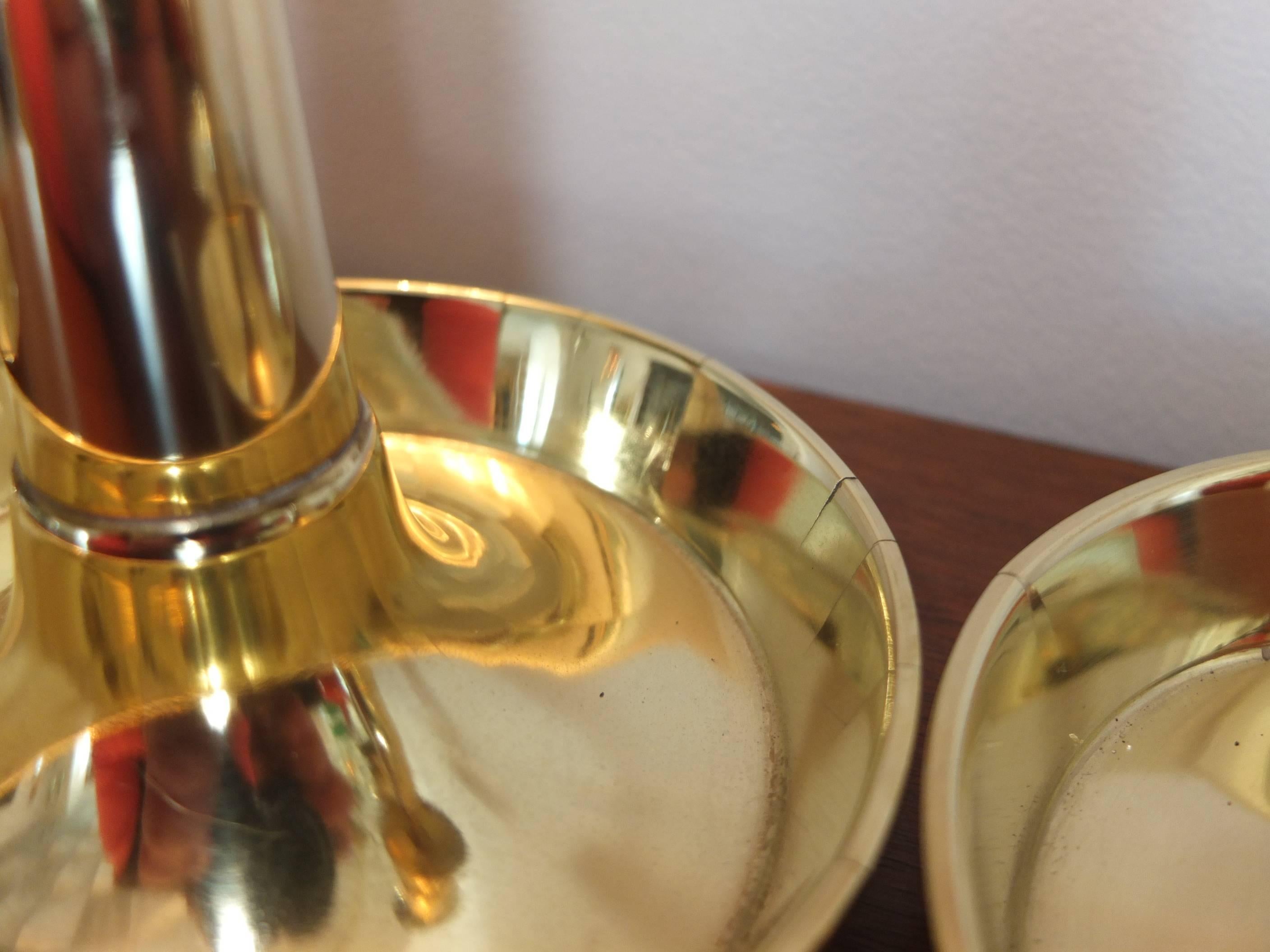 Pair of Tommi Parzinger for Dorlyn Brass Hurricane Candle Lamps 1