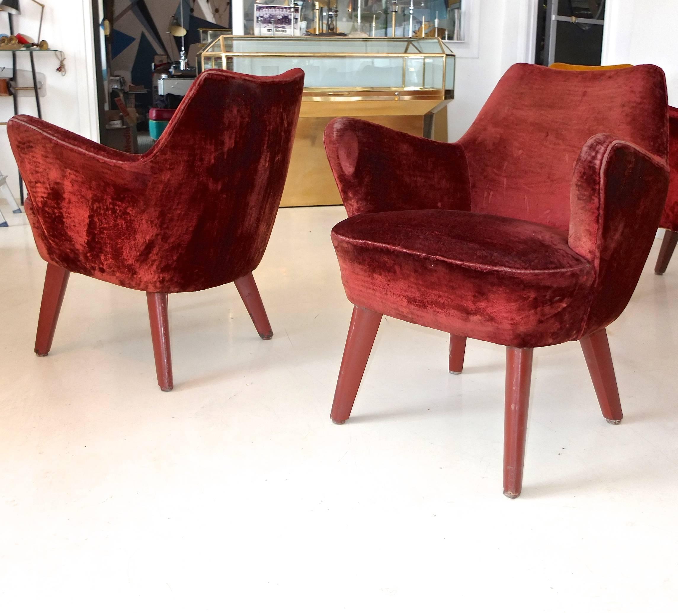 Mid-20th Century Gio Ponti Chairs from Augustus Ocean Liner First Class Bar