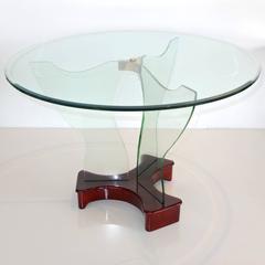 Luigi Brusotti 1930s Glass, Brass and Mahogany Cocktail Table
