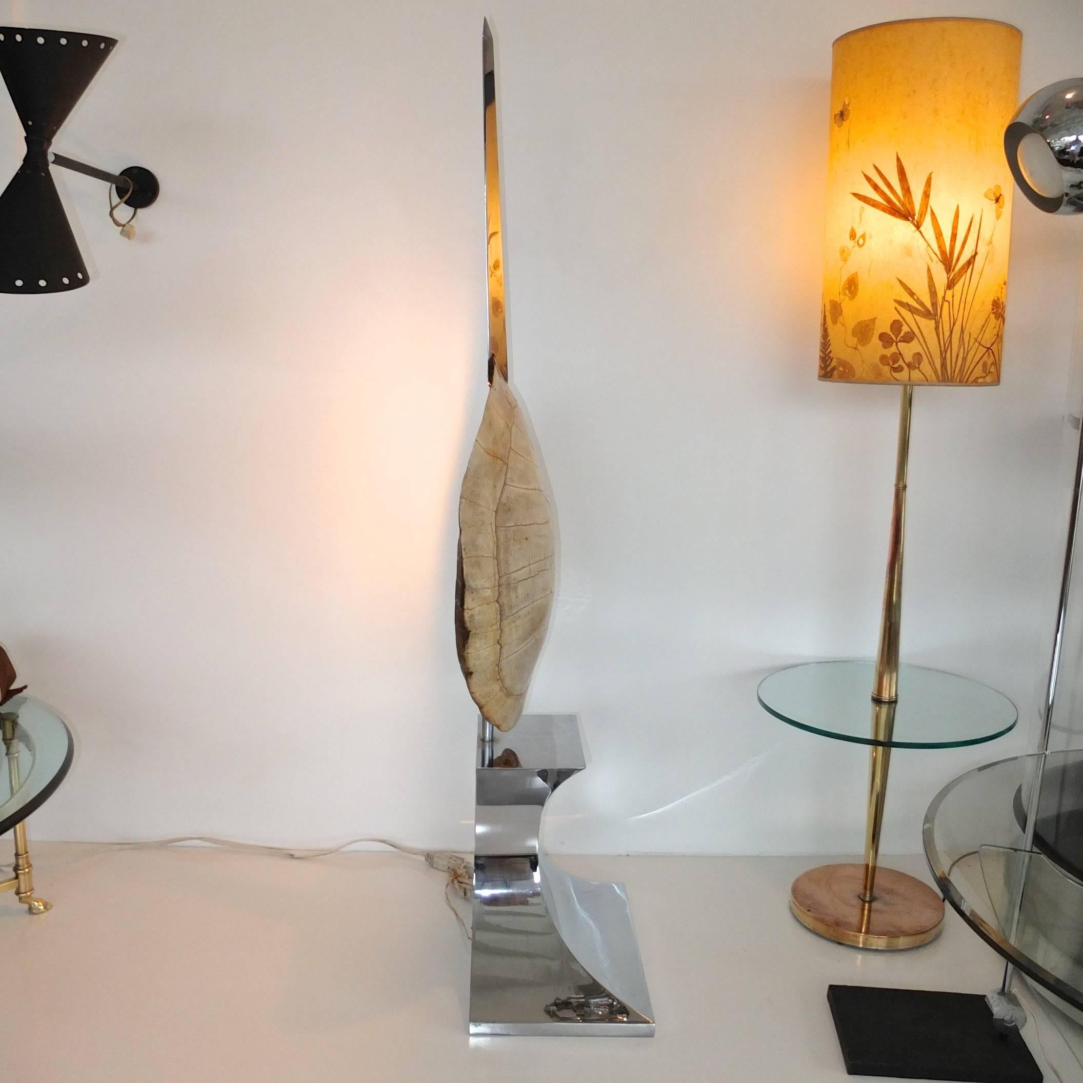 Mid-20th Century Exotic & Sculptural Floor Lamp with Tortoise Shell Reflector