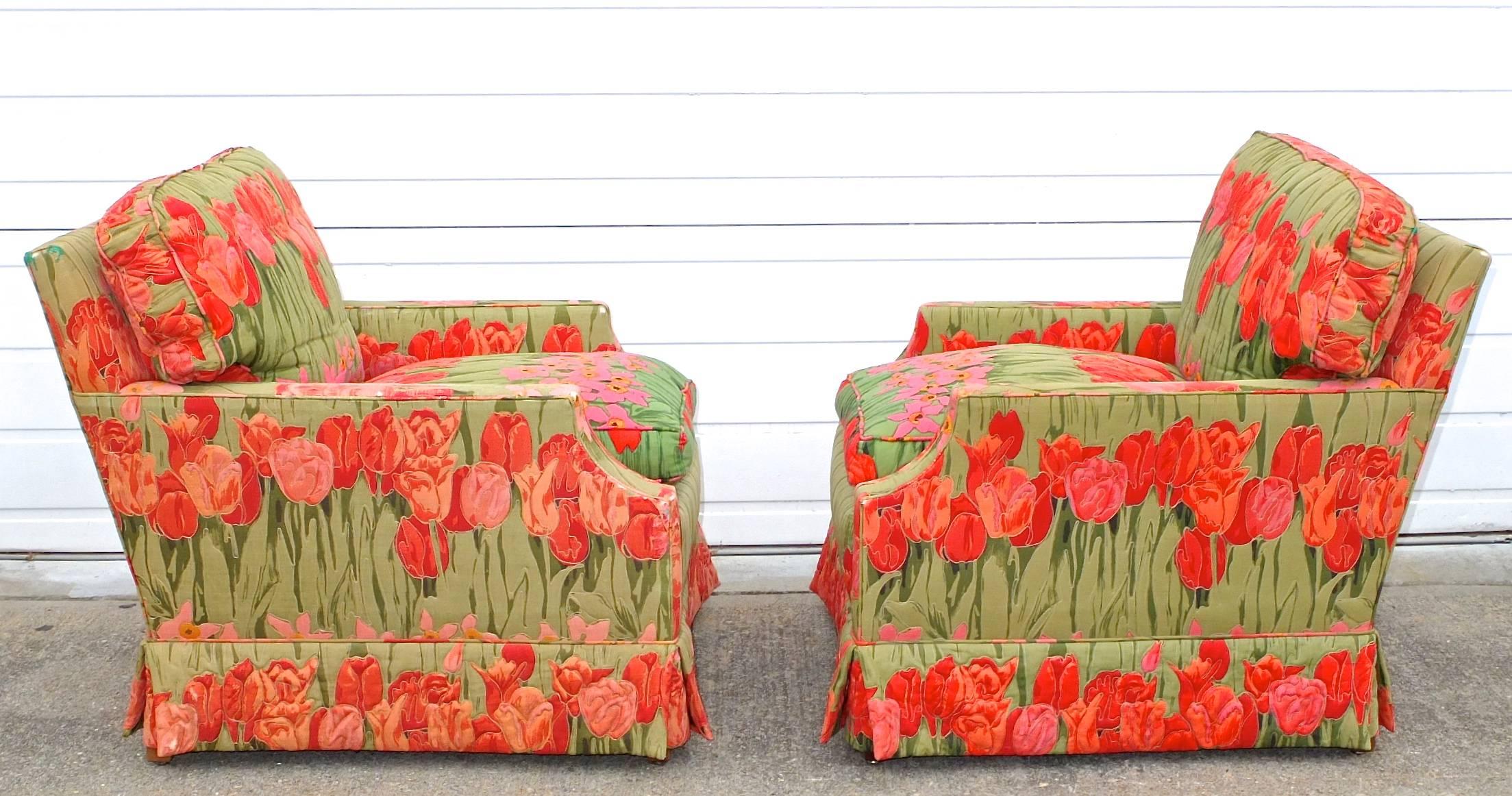 I am hoping someone will recognize this amazing fabric and then contact me with the answer because it is truly Beyond Gorgeosity. All I know is that it is a very up-market quilted fabric from 1970.

I see flaming red tulips with their green stems