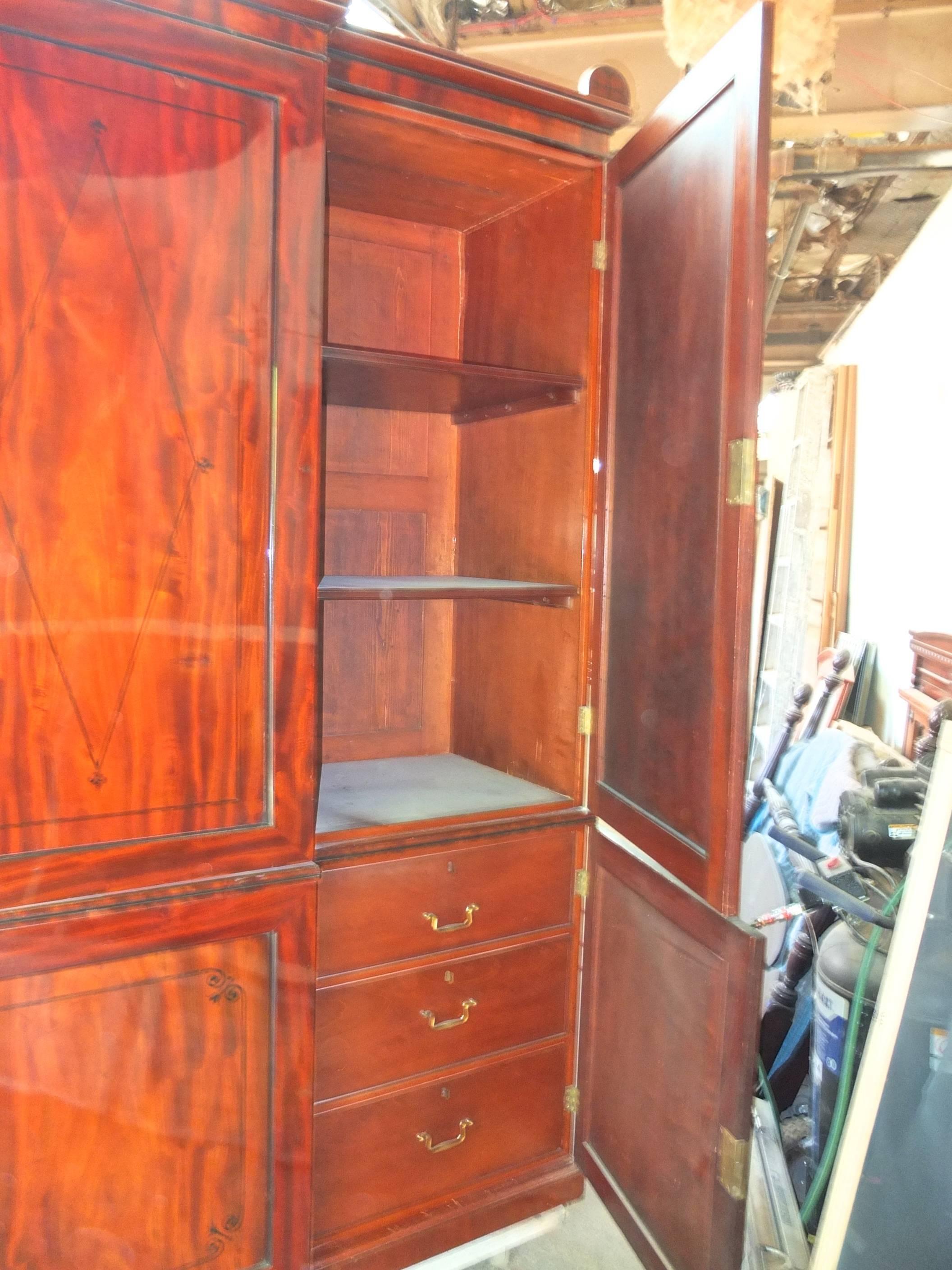 Early 19th Century Period Regency Mahogany Armoire Wardrobe Linen Press (SATURDAY SALE)