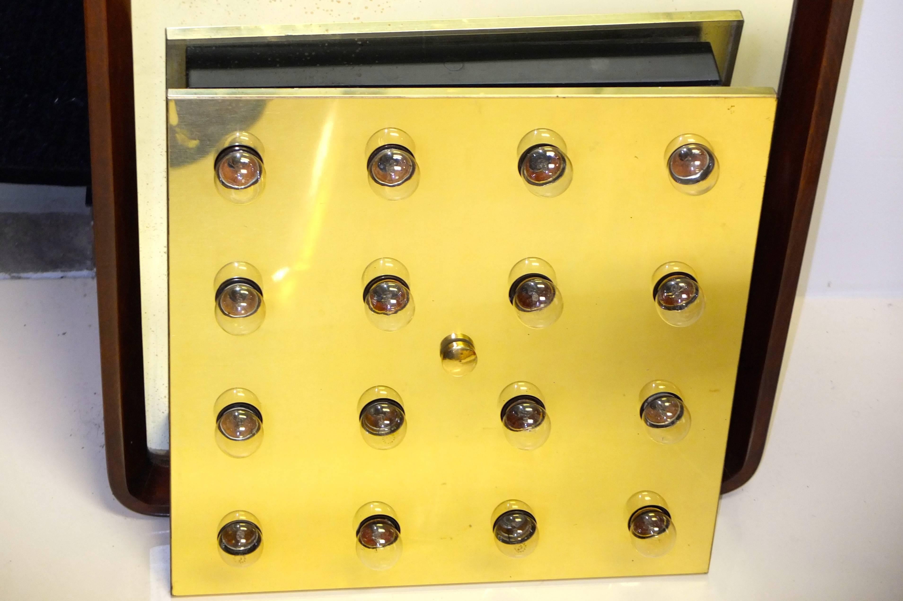 Mid-20th Century Square Brass Lightolier Flush Mount Ceiling Light