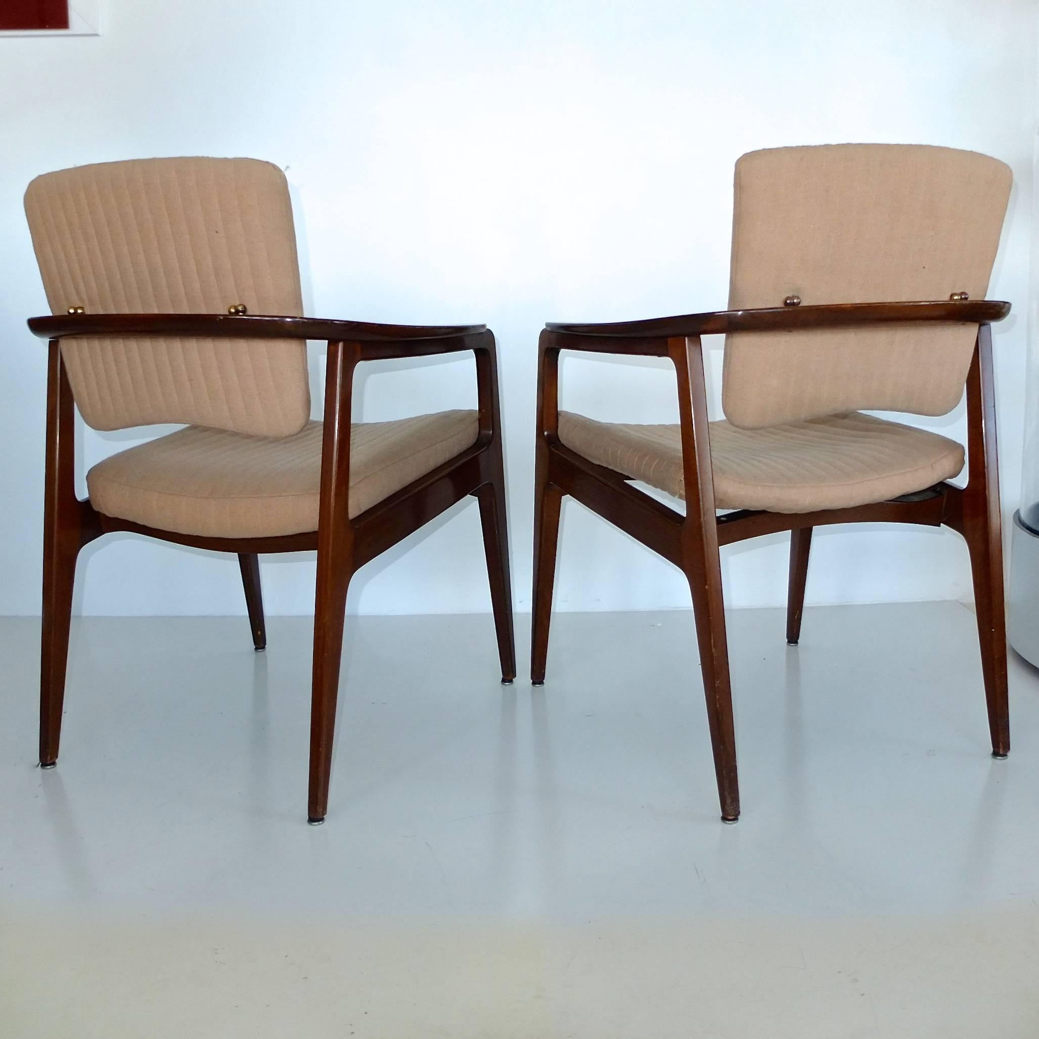 Mid-20th Century Pair of Tilt-Back Teak Armchairs by Sigvard Bernadotte, the Prince of Sweden