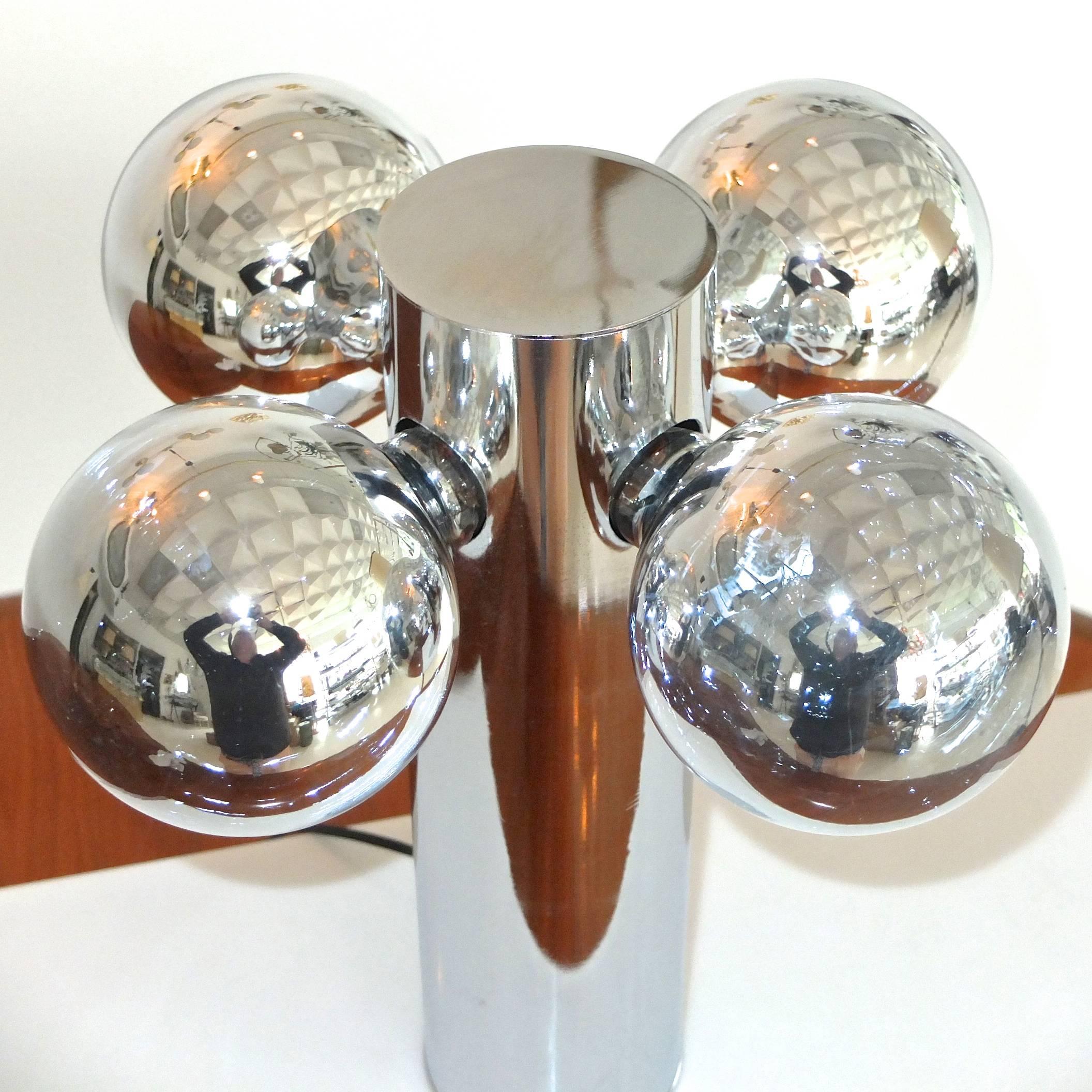 Chrome Cylinder Lamp with Four Chrome Silvered Glass Globe Bulbs, 1970s  1