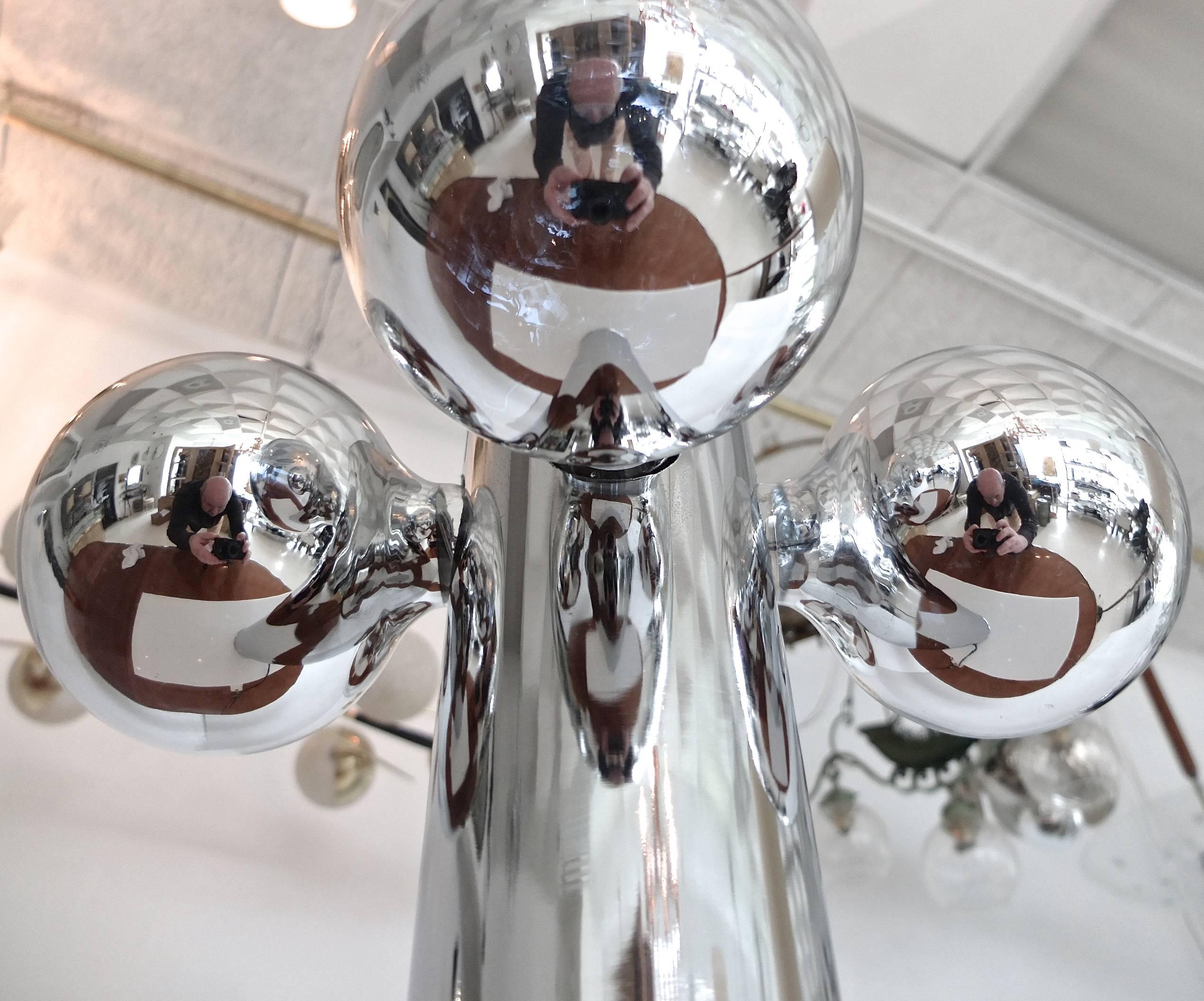 Chrome Cylinder Lamp with Four Chrome Silvered Glass Globe Bulbs, 1970s 3