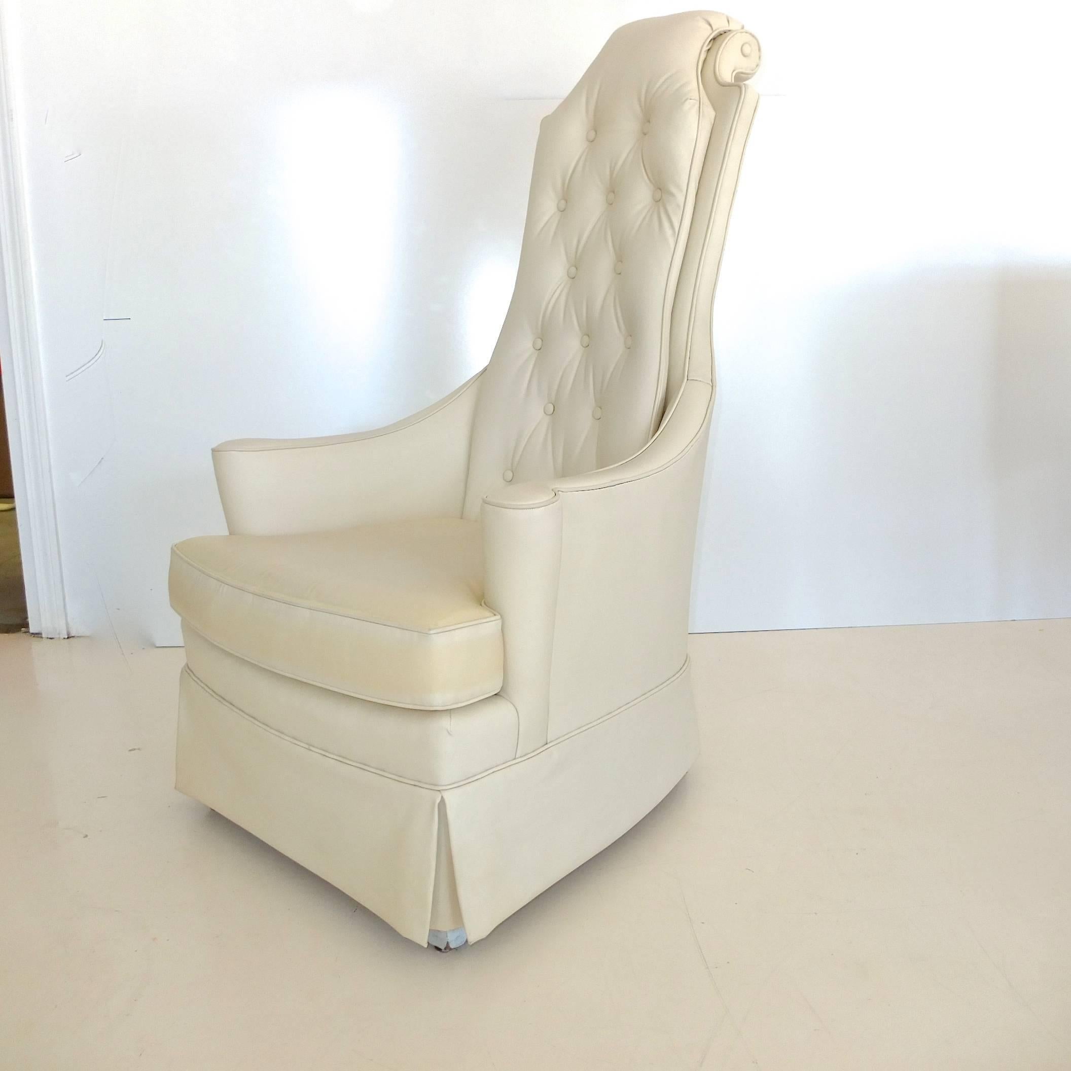 Hollywood Regency High Back Lounge Chair In Good Condition For Sale In Hanover, MA